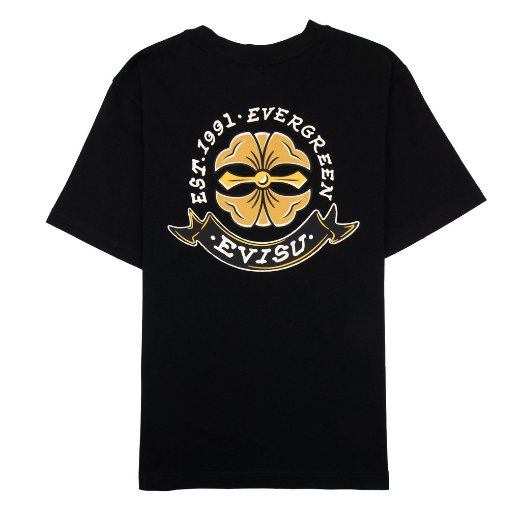 Evisu Ribbon Seagull Kamon Print T Shirt Black
