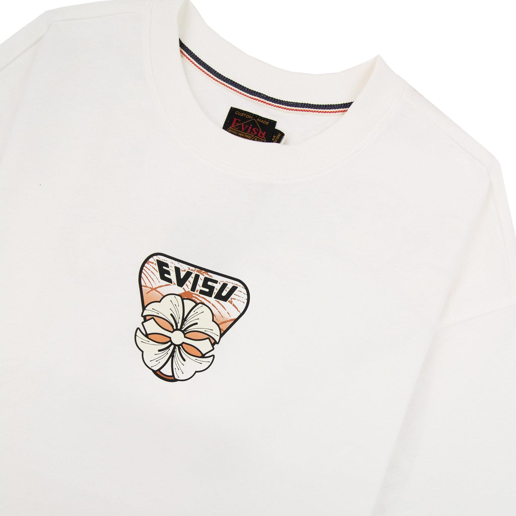 Evisu Hanafuda Daruma Daicock Print T Shirt White