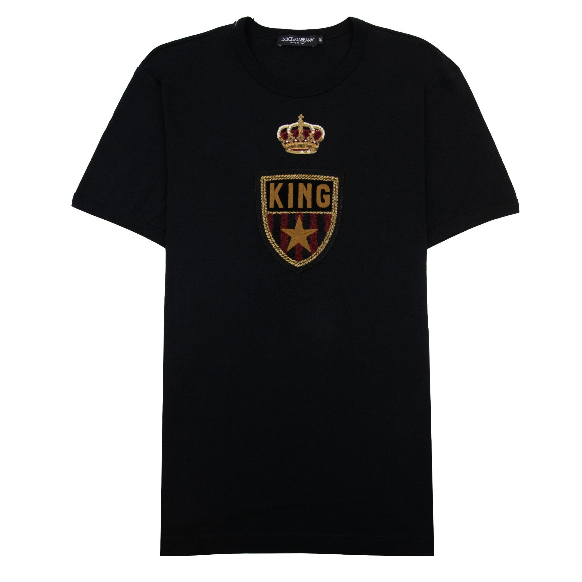 Dolce & Gabbana Crown King Embossed Logo T Shirt Black N0000