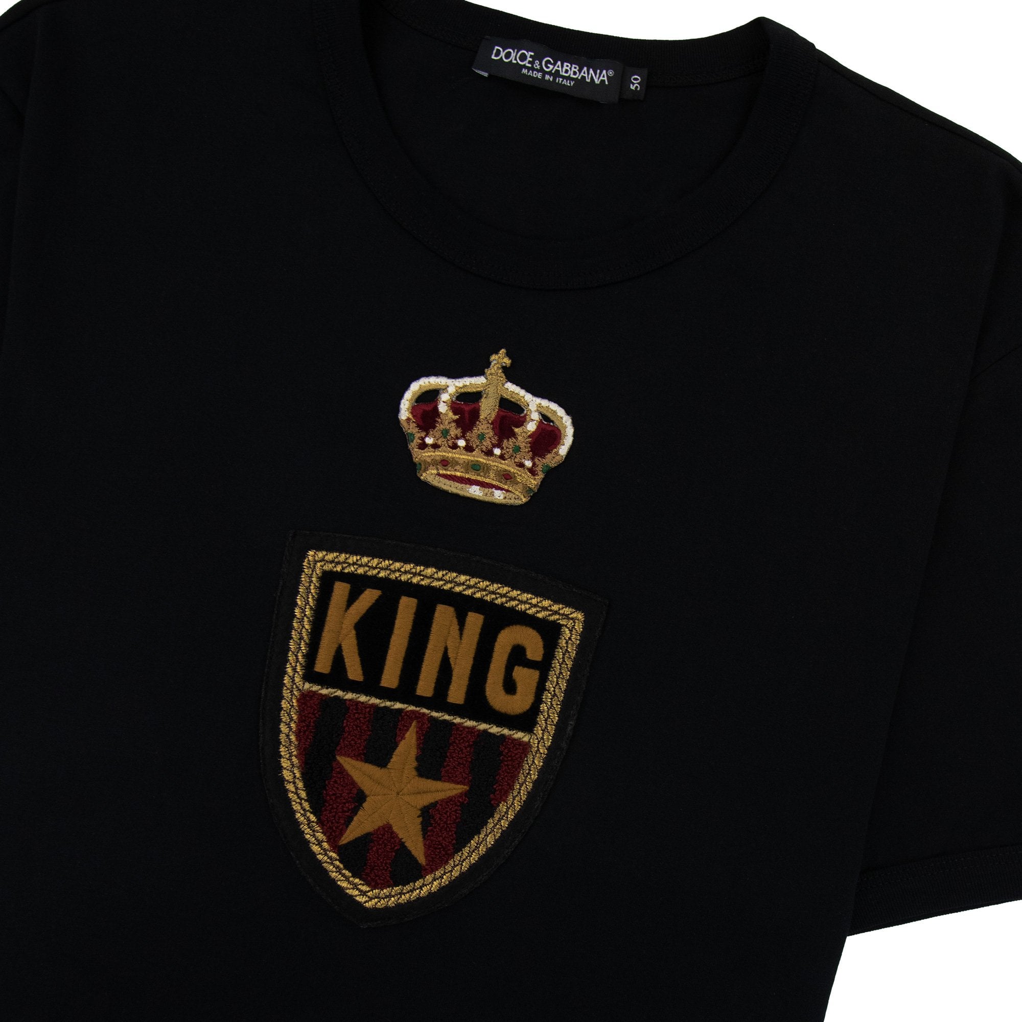 Dolce & Gabbana Crown King Embossed Logo T Shirt Black N0000