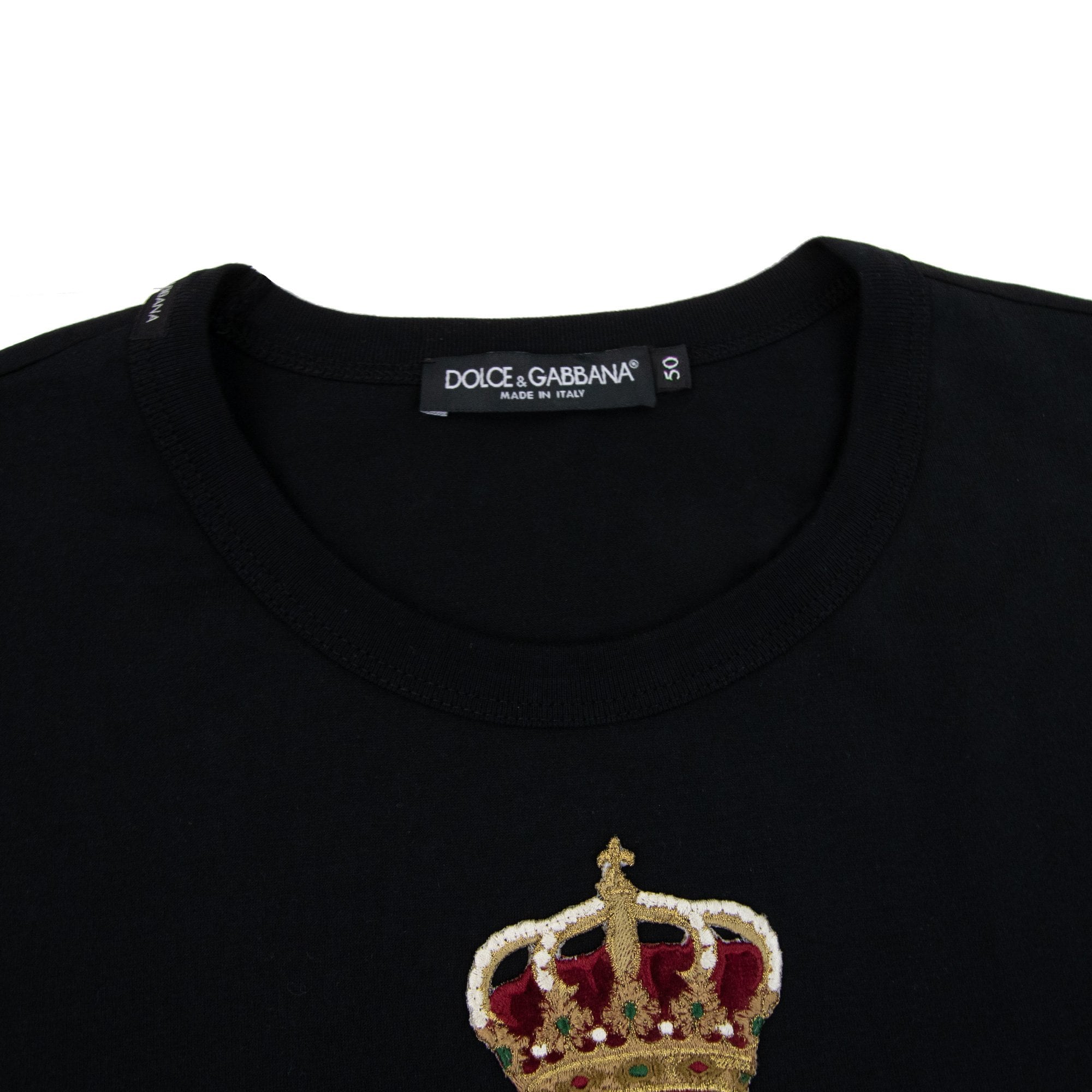 Dolce & Gabbana Crown King Embossed Logo T Shirt Black N0000