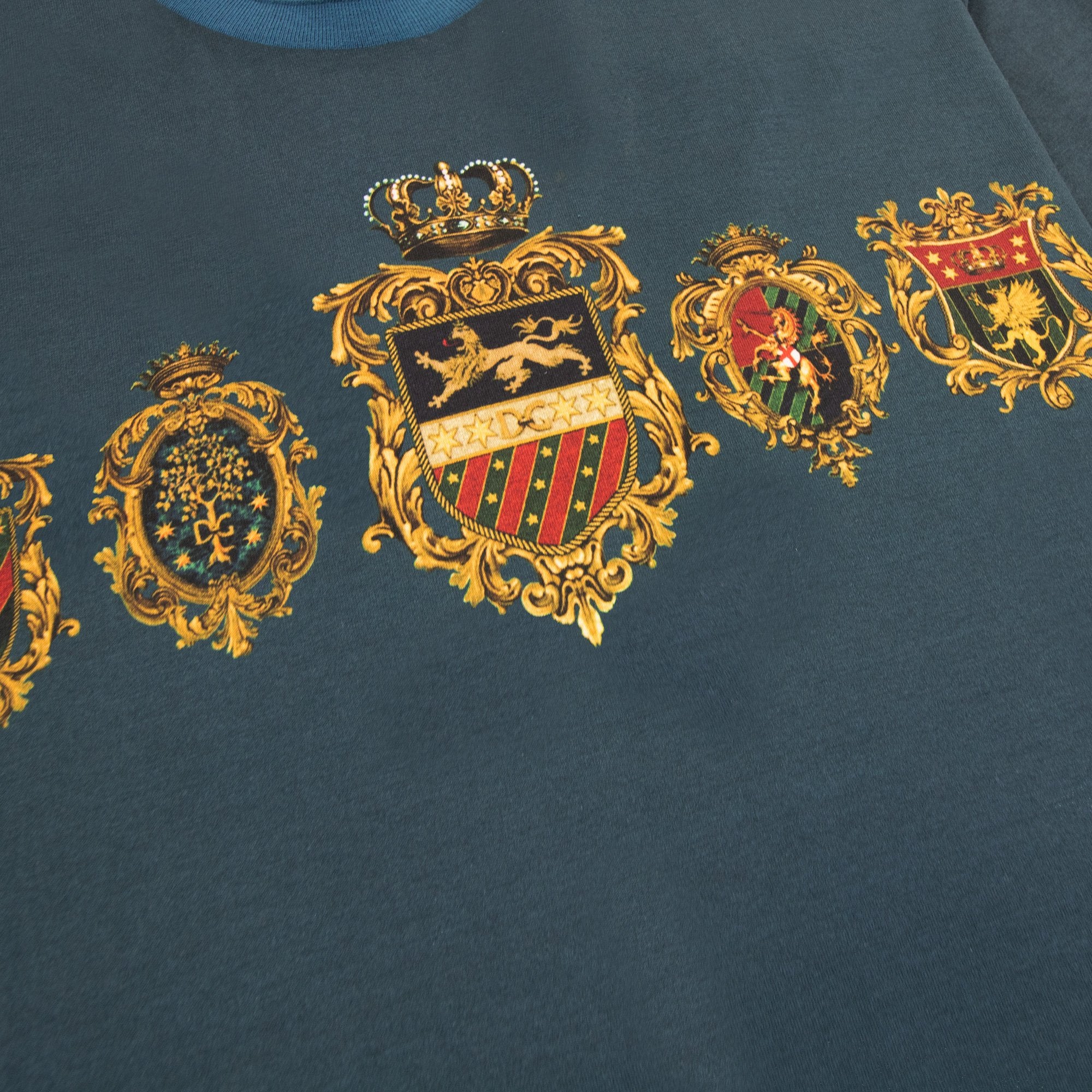 Dolce & Gabbana Crown Printed Logo T Shirt Teal Green