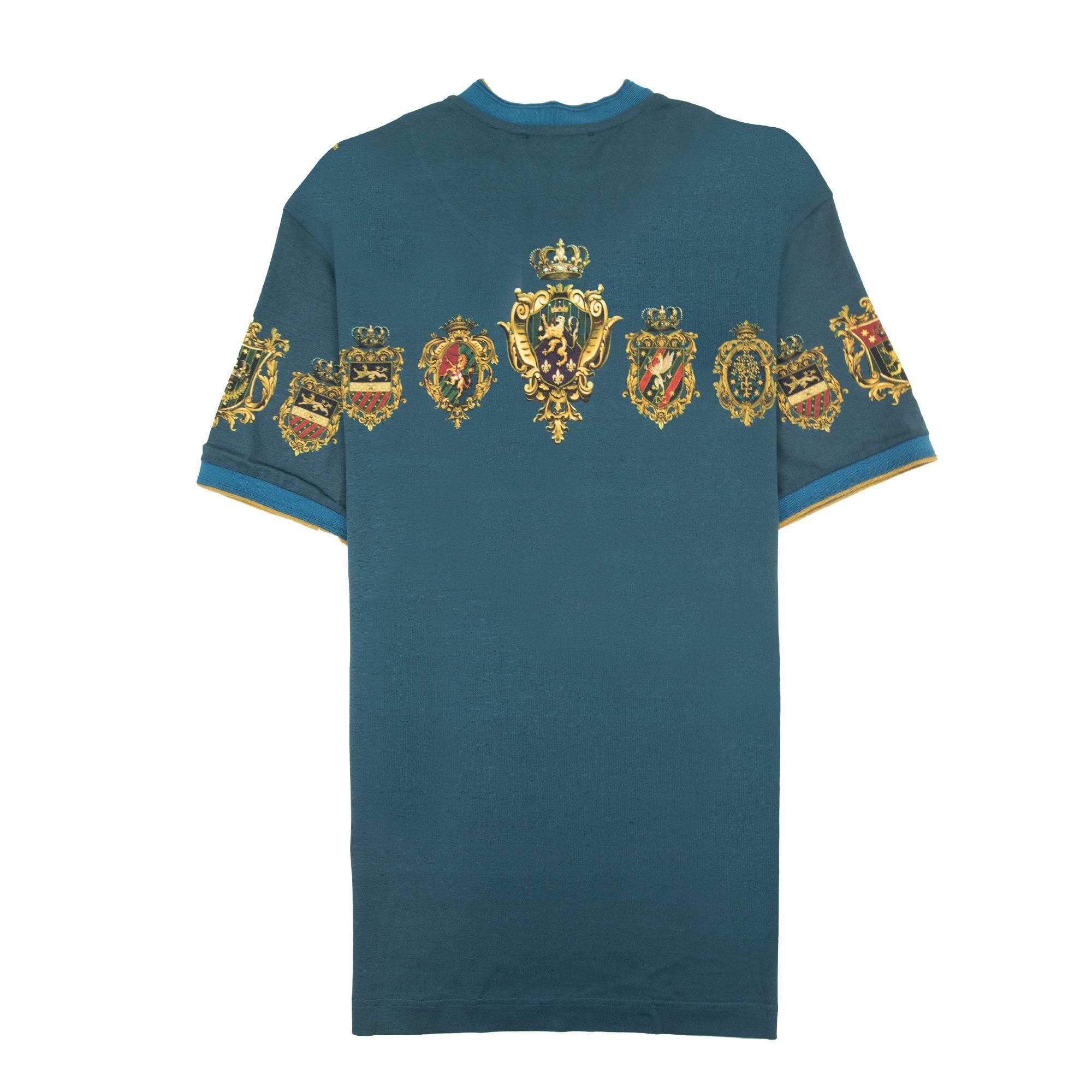 Dolce & Gabbana Crown Printed Logo T Shirt Teal Green
