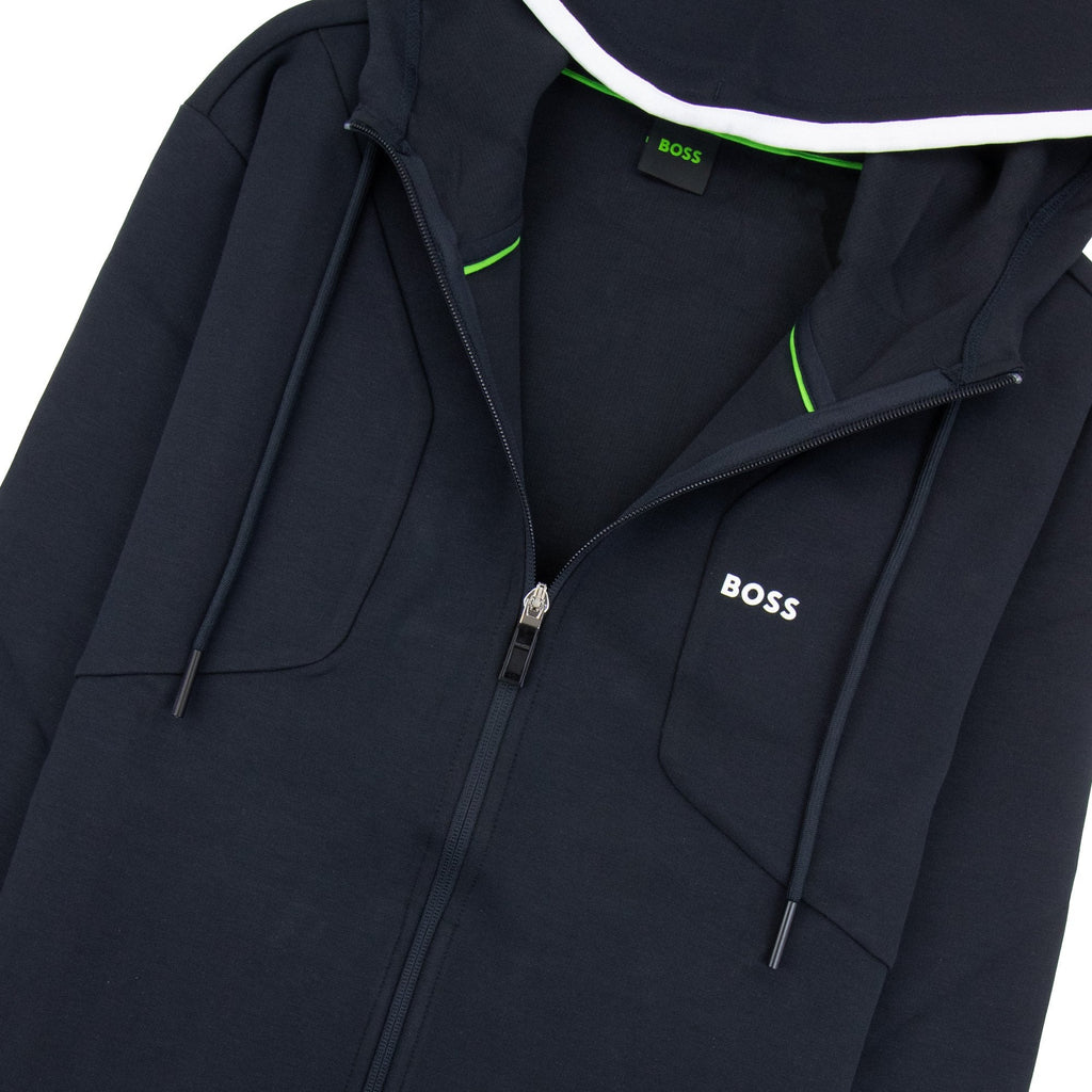 Hugo Boss Hd Logo Print Zip Up Hoodie Navy 402
