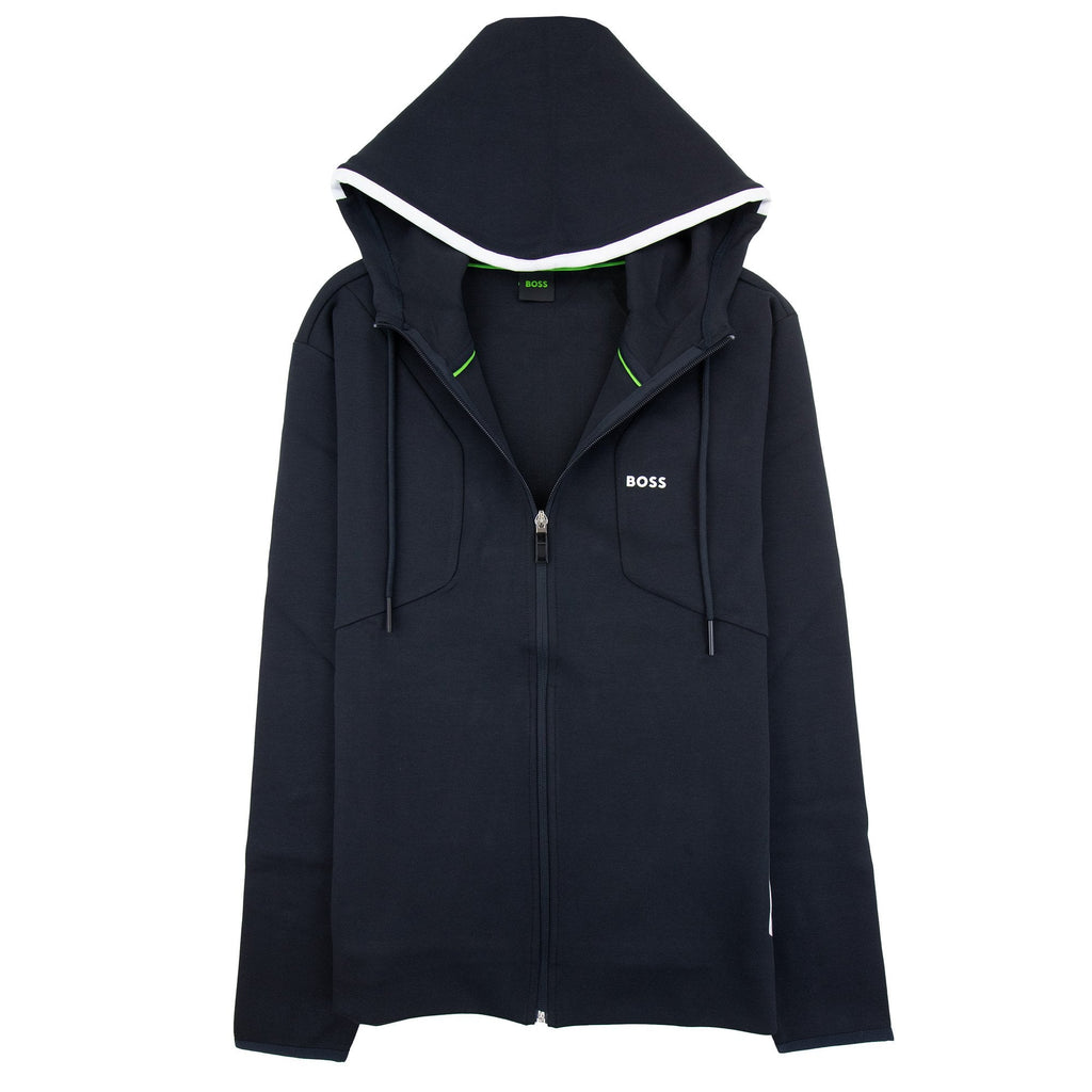 Hugo Boss Hd Logo Print Zip Up Hoodie Navy 402
