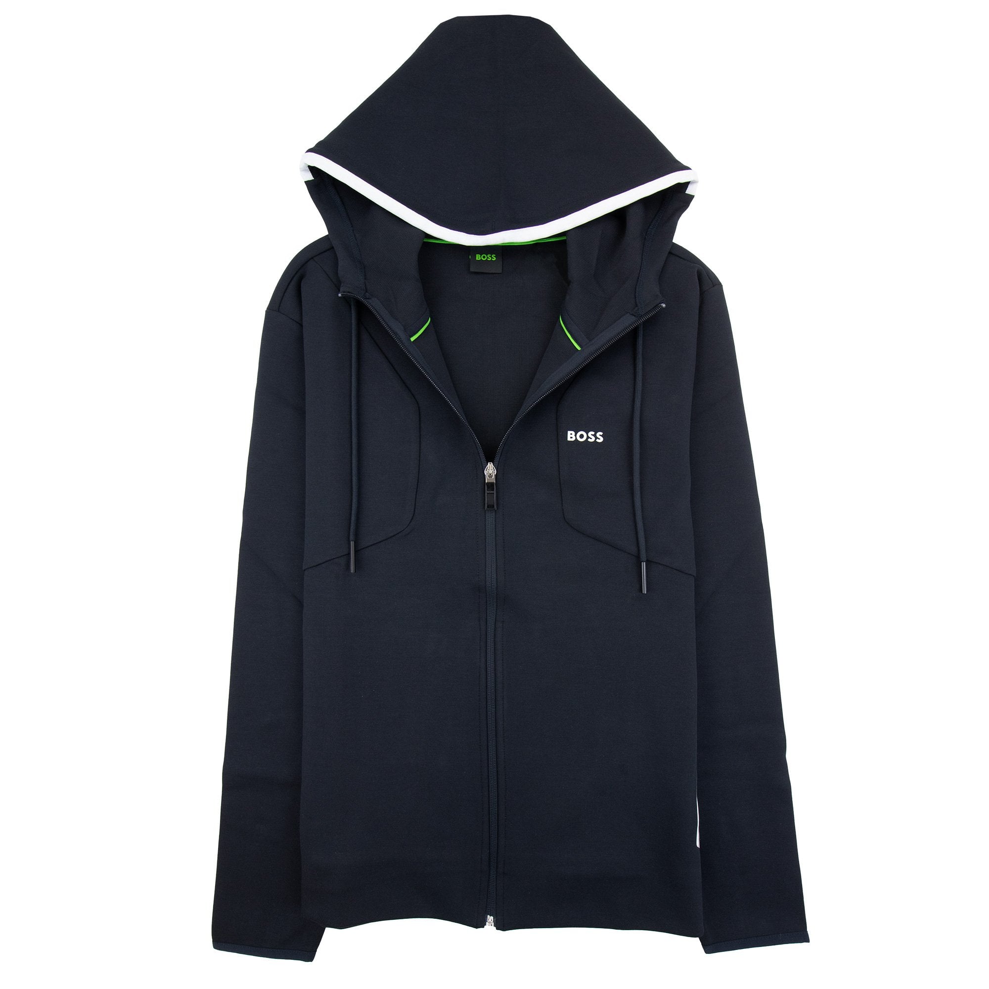 Hugo Boss Hd Logo Print Zip Up Hoodie Navy 402