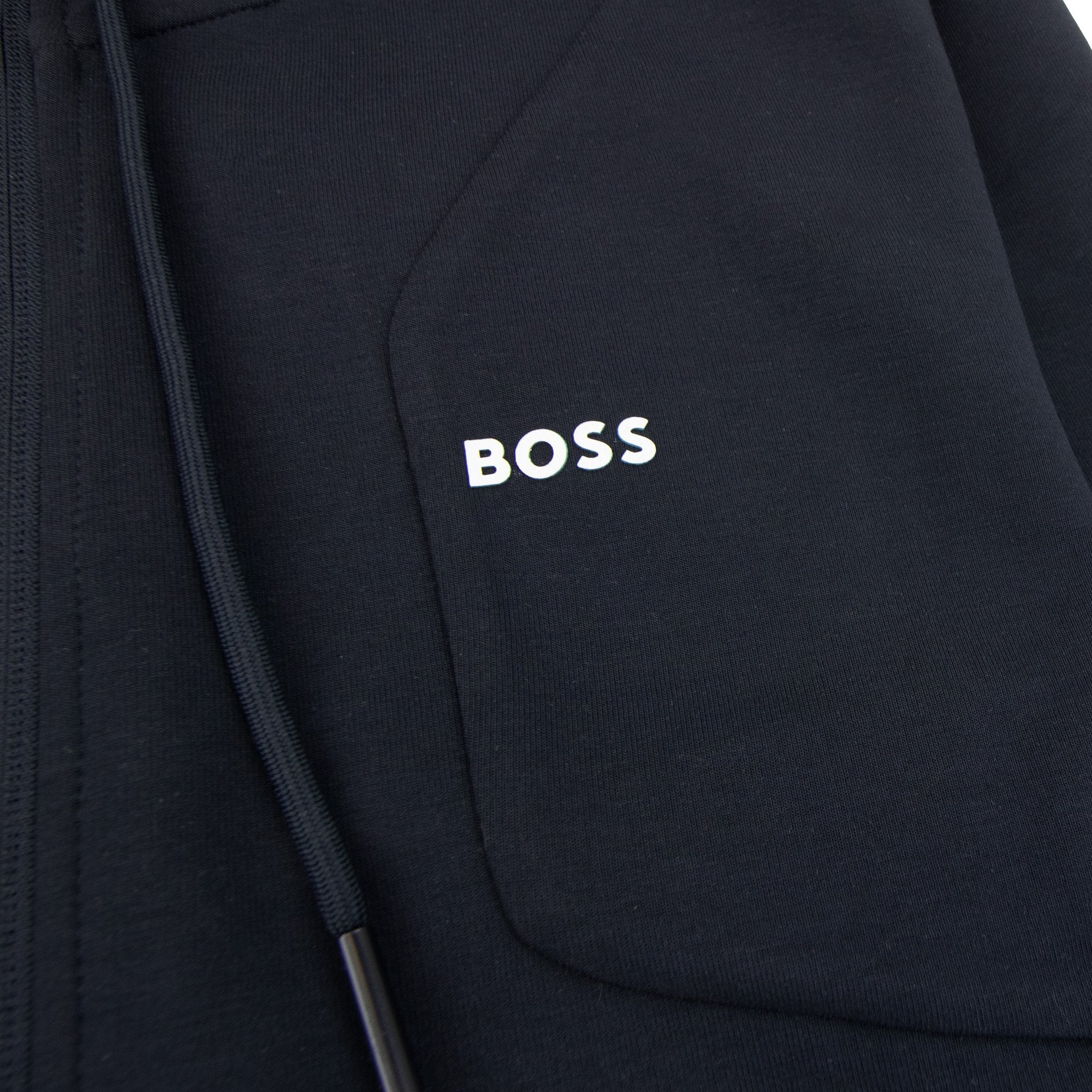 Hugo Boss Hd Logo Print Zip Up Hoodie Navy 402