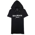 Balmain Paris Print Logo Hoodied T Shirt Black