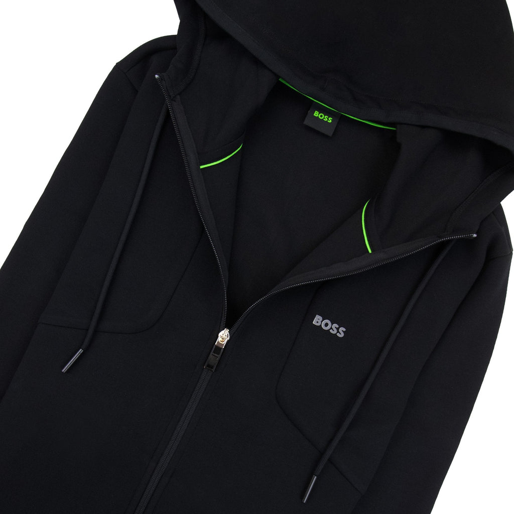 Hugo Boss Hd Logo Print Zip Up Hoodie Black 001