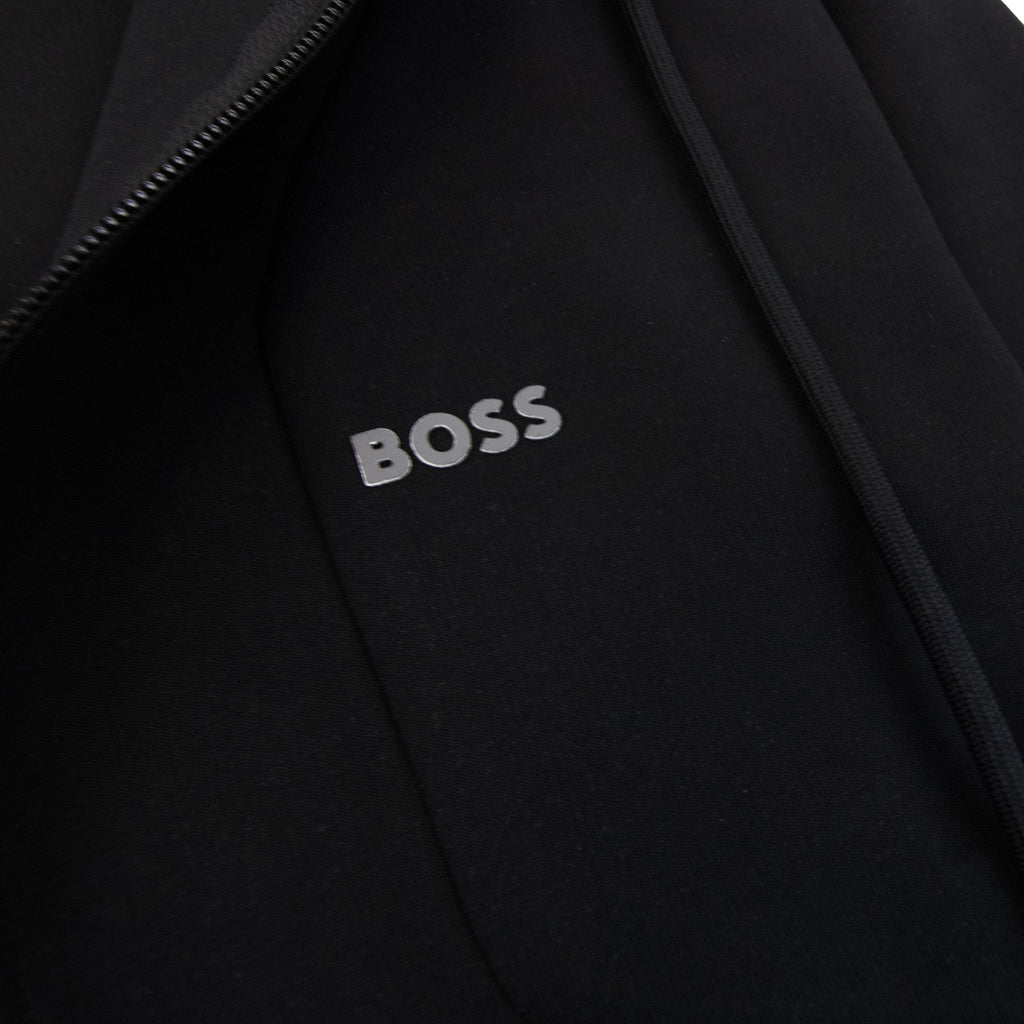 Hugo Boss Hd Logo Print Zip Up Hoodie Black 001