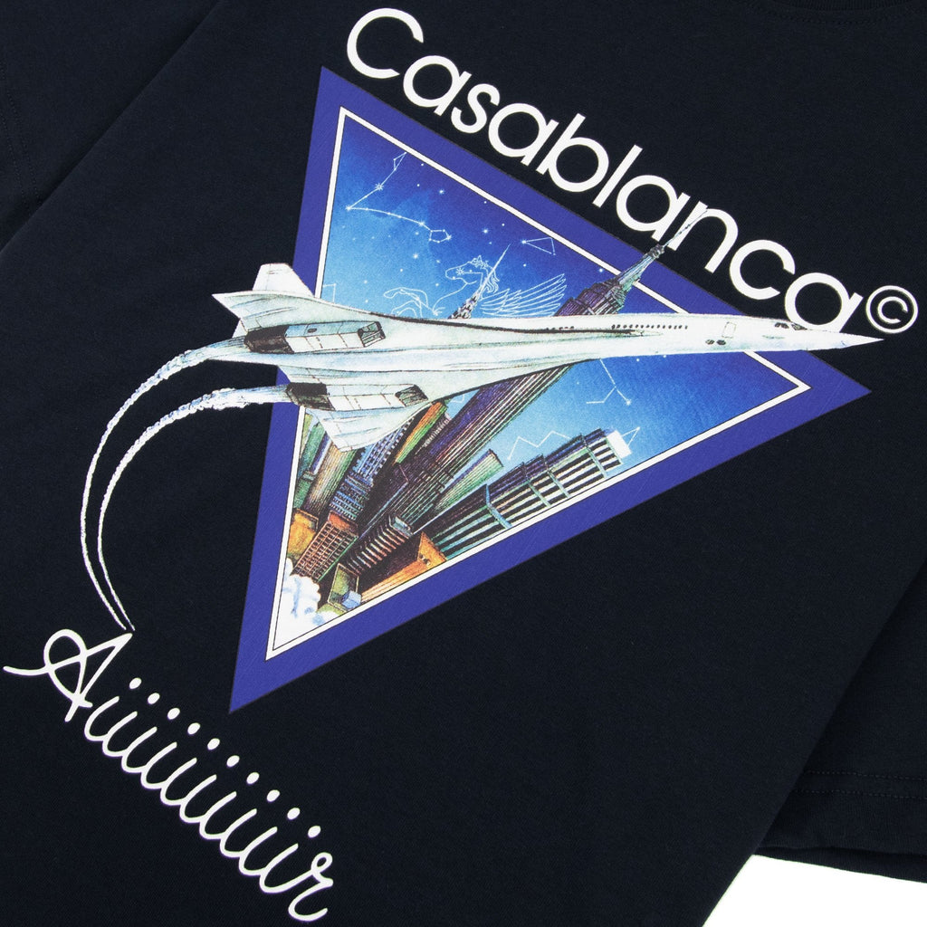 Casablanca Aiiiiir Printed T Shirt Navy