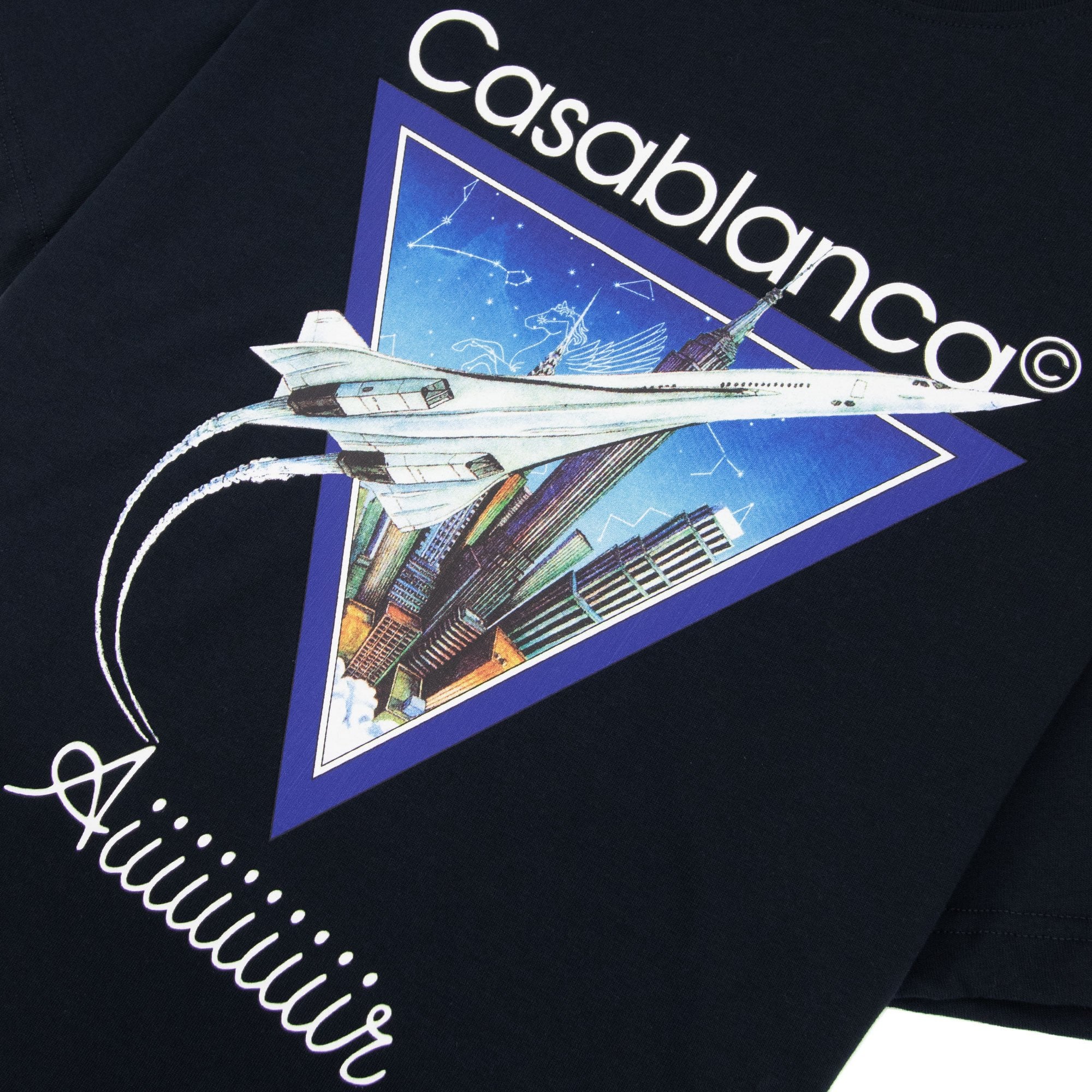 Casablanca Aiiiiir Printed T Shirt Navy