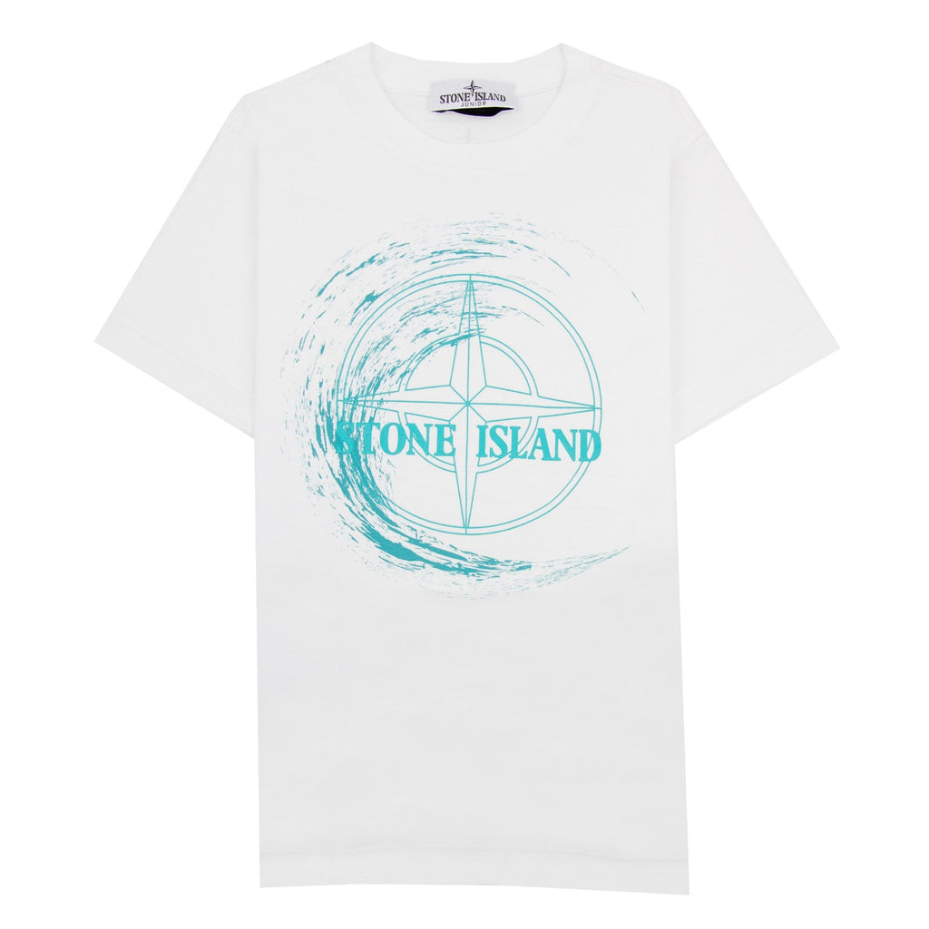 Stone Island Junior 21072 30/1 Surf Two Print T Shirt White V0001