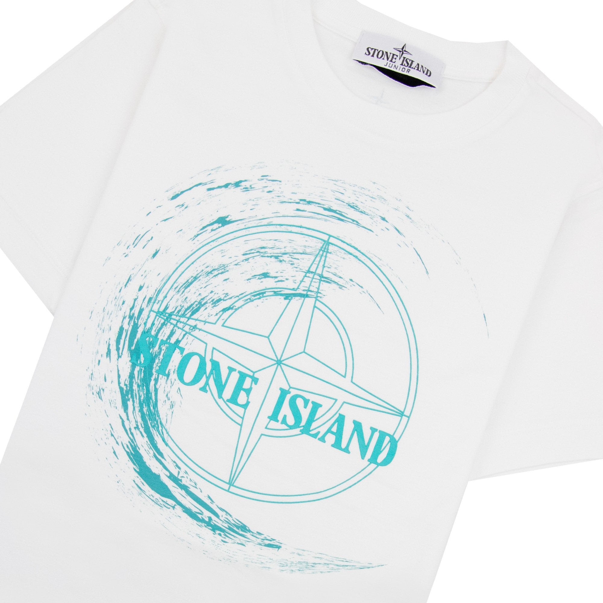 Stone Island Junior 21072 30/1 Surf Two Print T Shirt White V0001