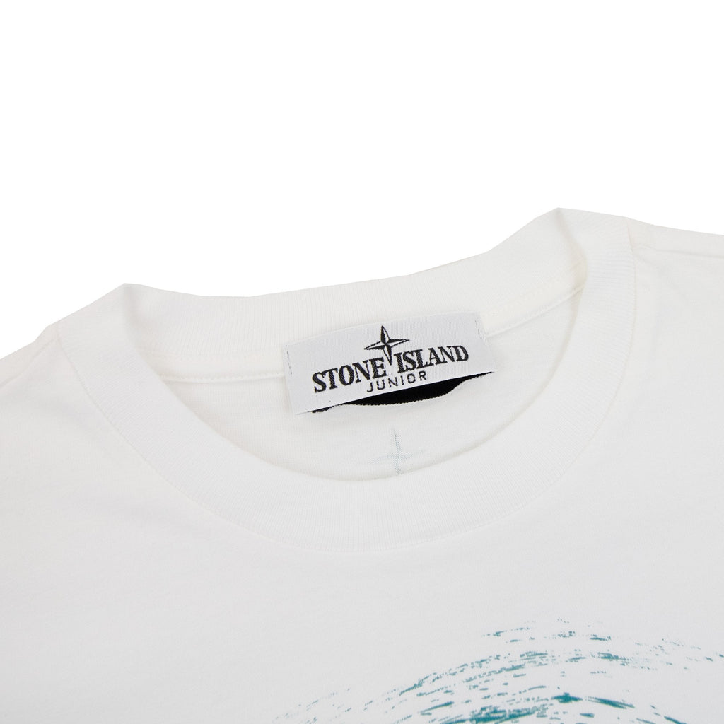 Stone Island Junior 21072 30/1 Surf Two Print T Shirt White V0001