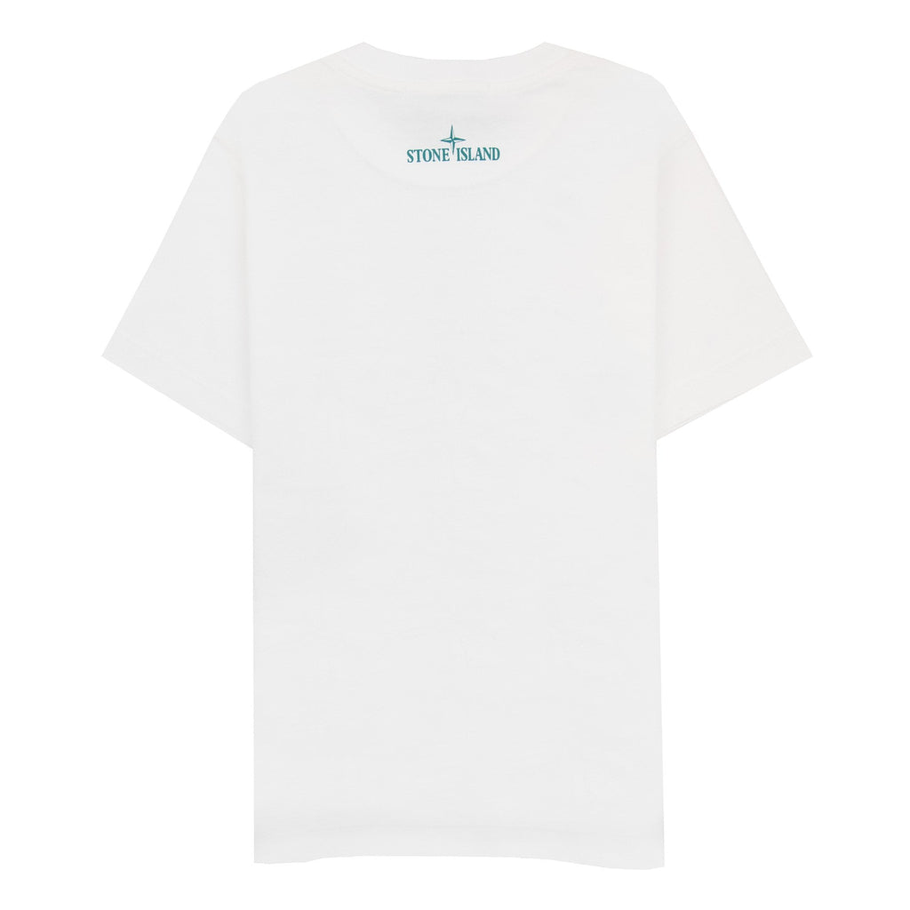 Stone Island Junior 21072 30/1 Surf Two Print T Shirt White V0001