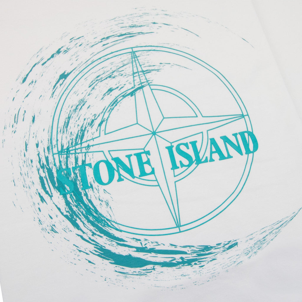 Stone Island Junior 21072 30/1 Surf Two Print T Shirt White V0001