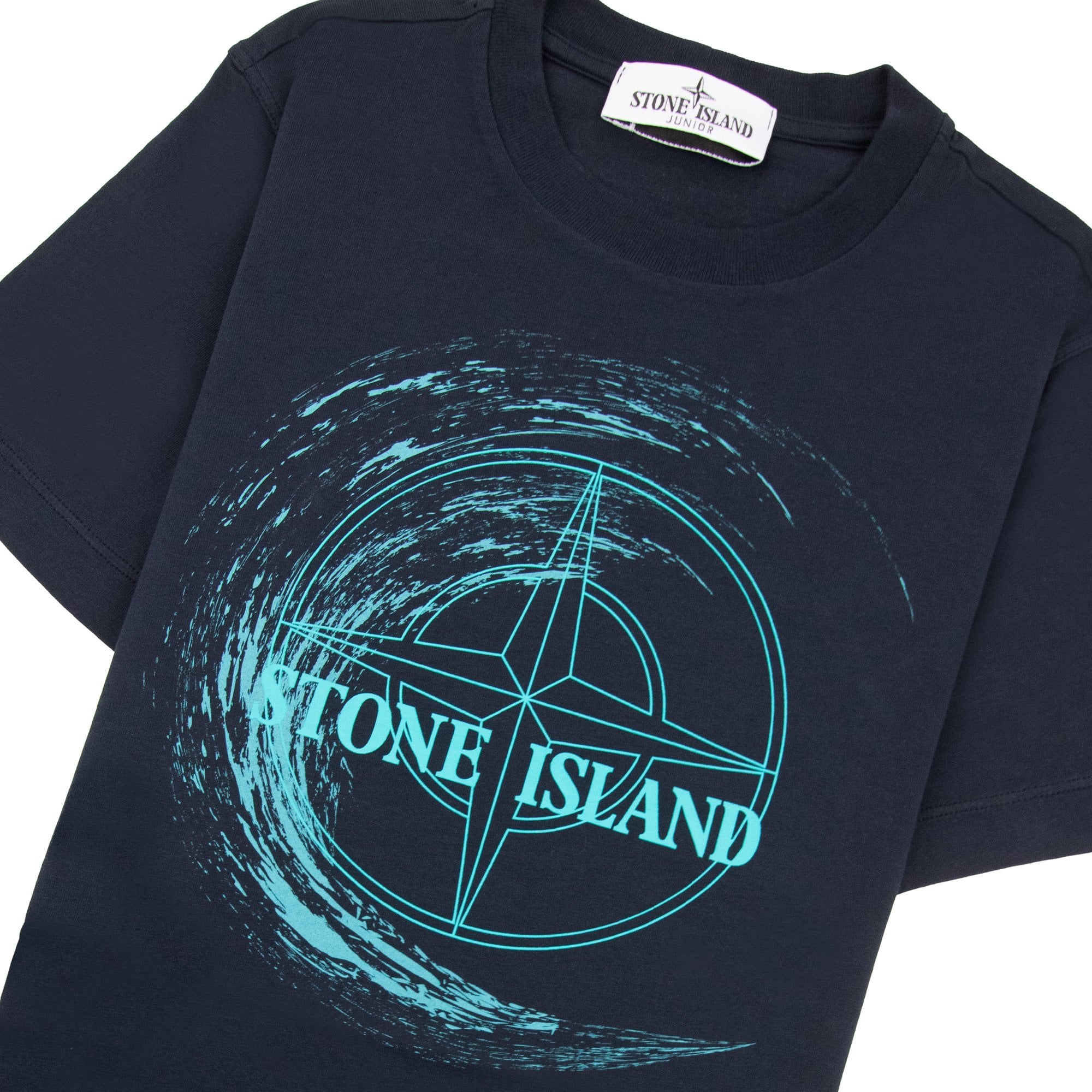 Stone Island Junior 21072 30/1 Surf Two Print T Shirt Navy V0020