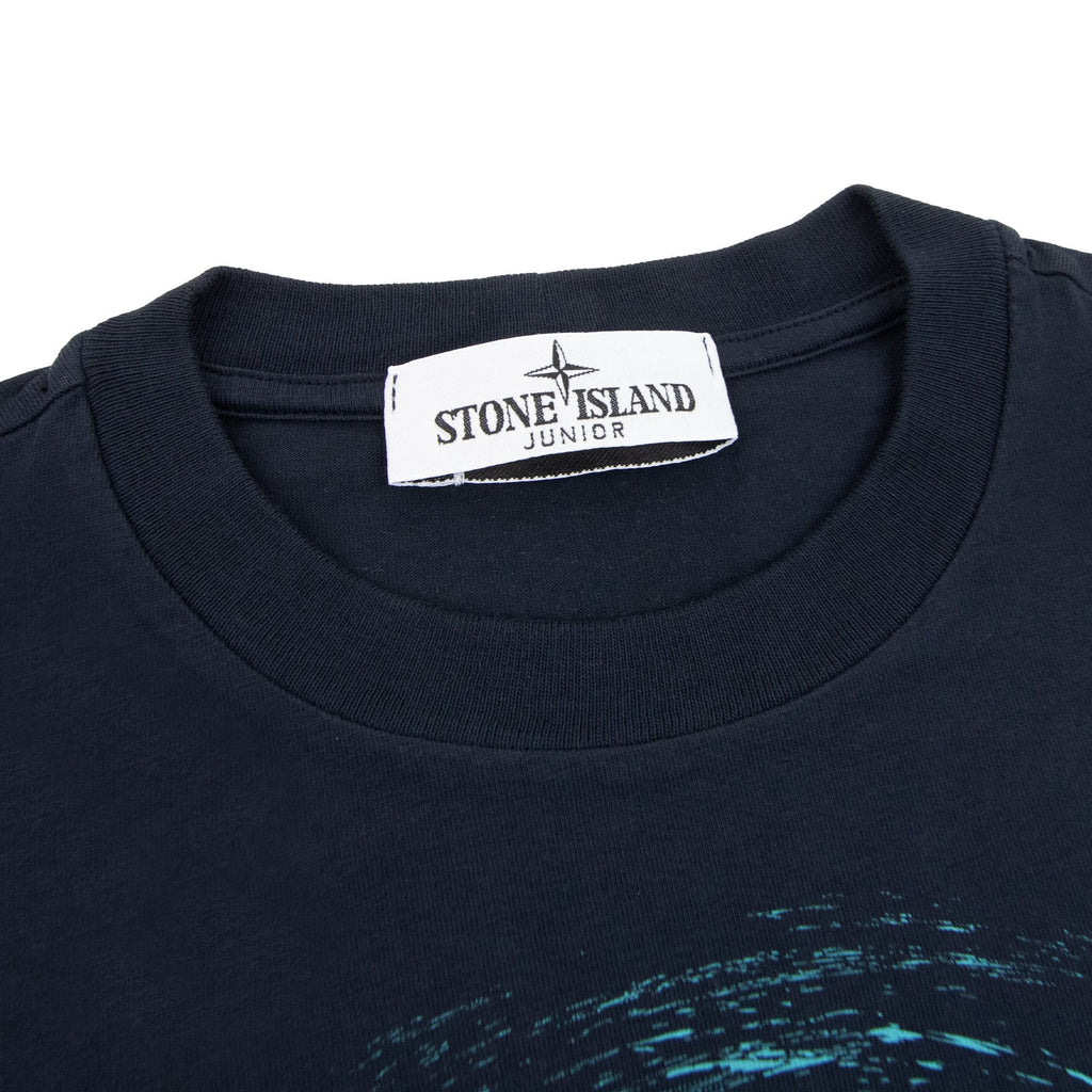Stone Island Junior 21072 30/1 Surf Two Print T Shirt Navy V0020