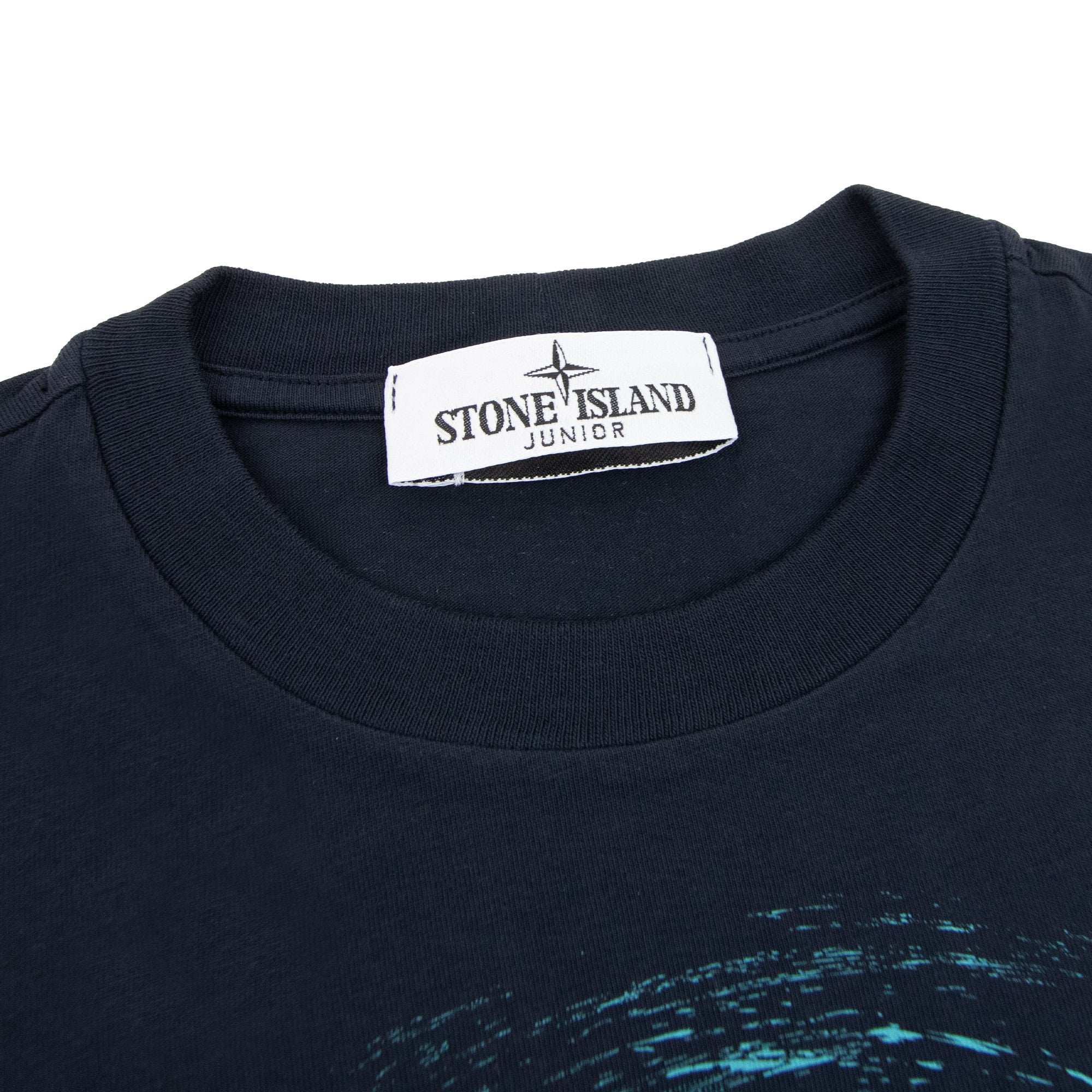 Stone Island Junior 21072 30/1 Surf Two Print T Shirt Navy V0020