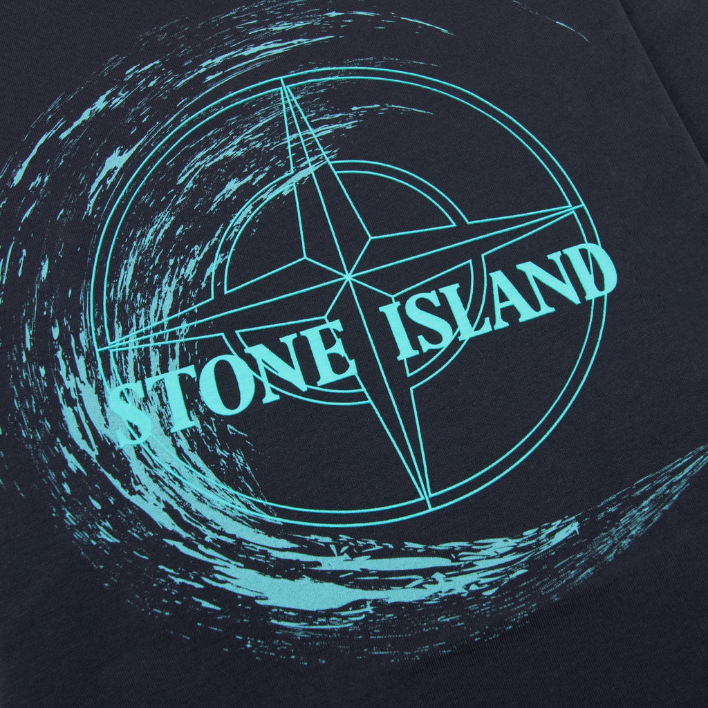 Stone Island Junior 21072 30/1 Surf Two Print T Shirt Navy V0020