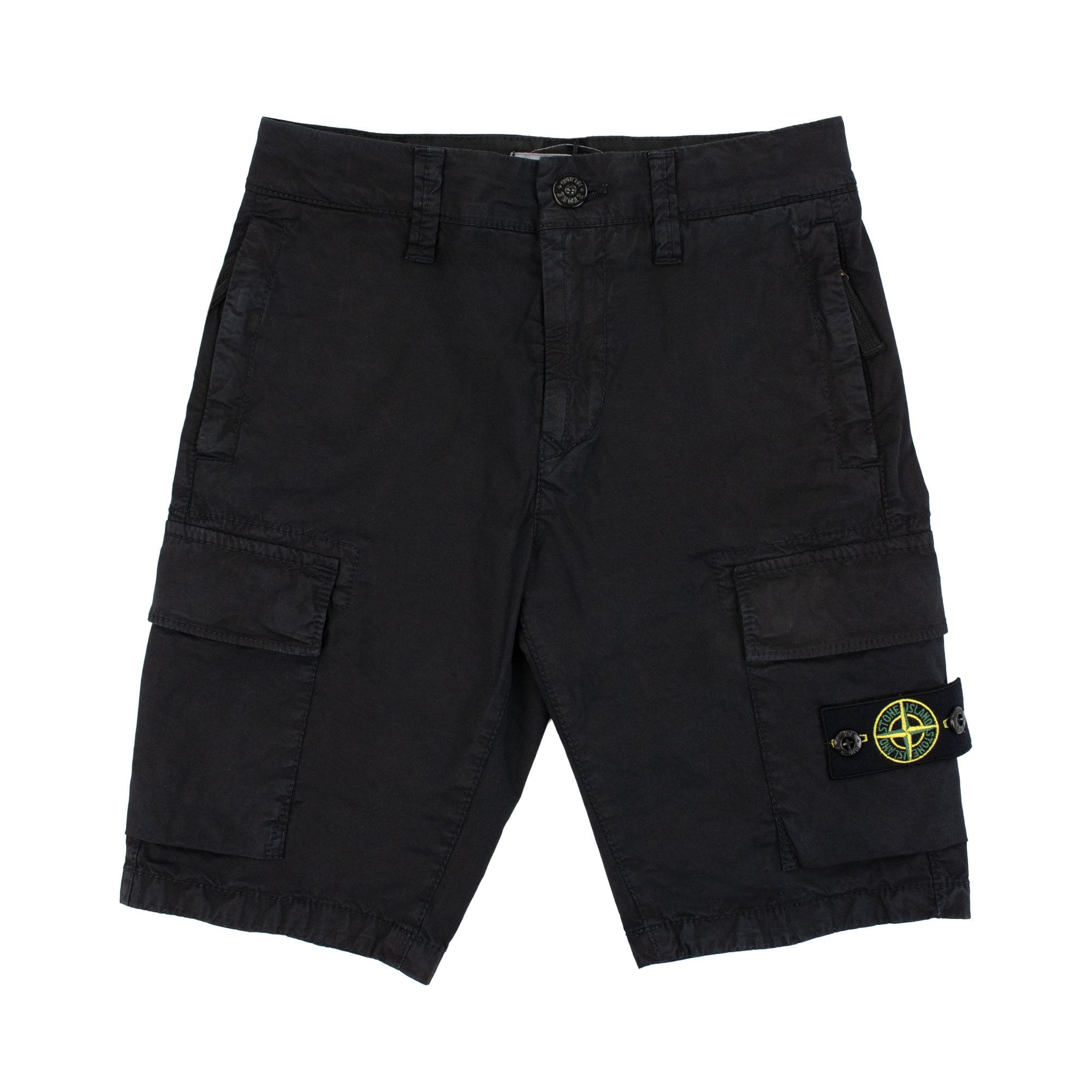 Stone Island Junior L0210 Old Effect Cargo Shorts Black V0129