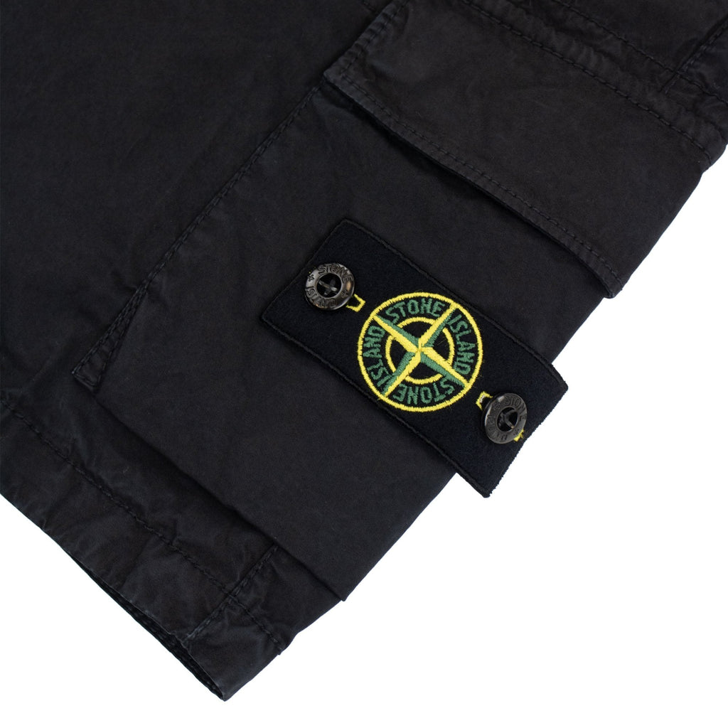 Stone Island Junior L0210 Old Effect Cargo Shorts Black V0129