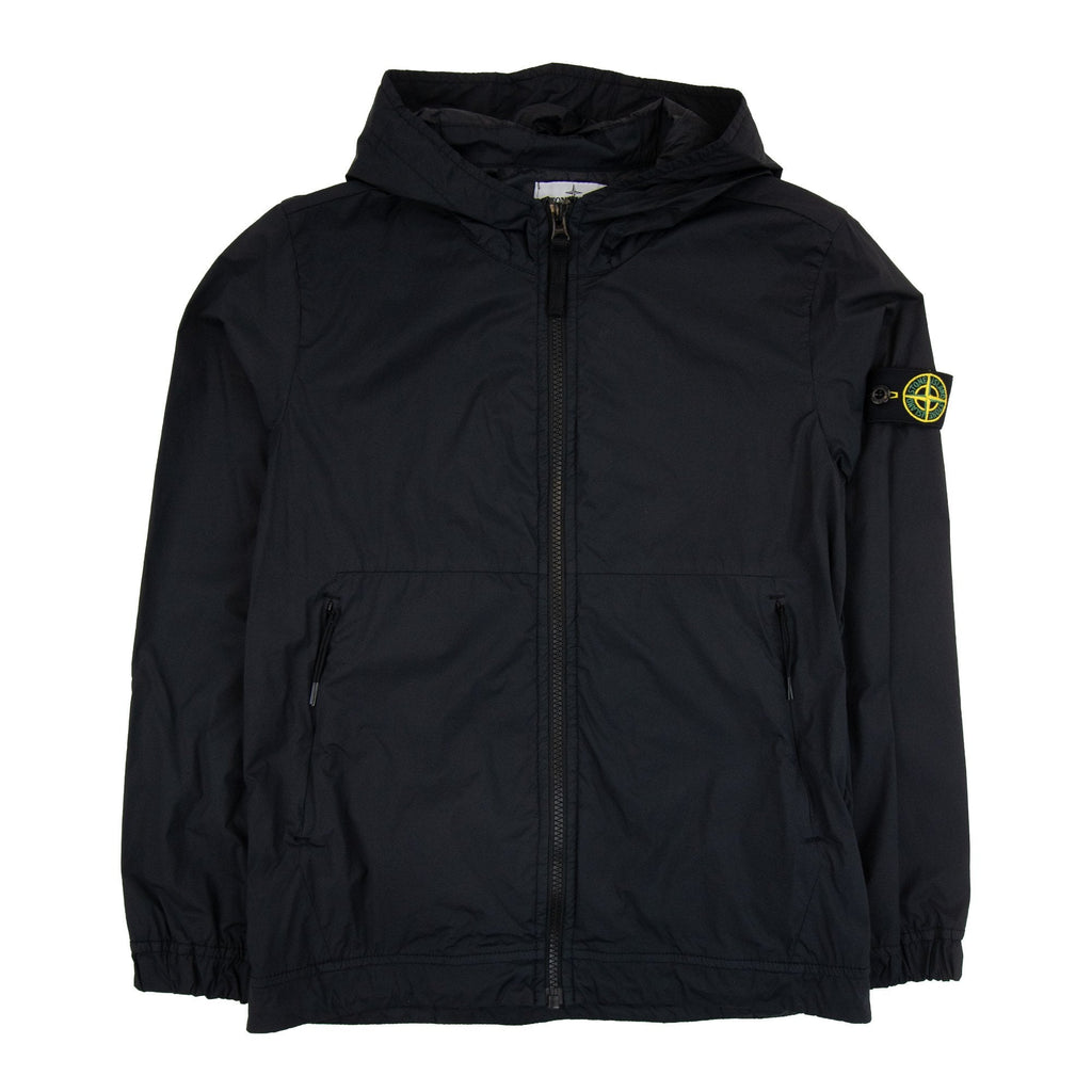 Stone Island Junior 40532 Stretch Nylon Garment Dyed Overshirt Black V0029