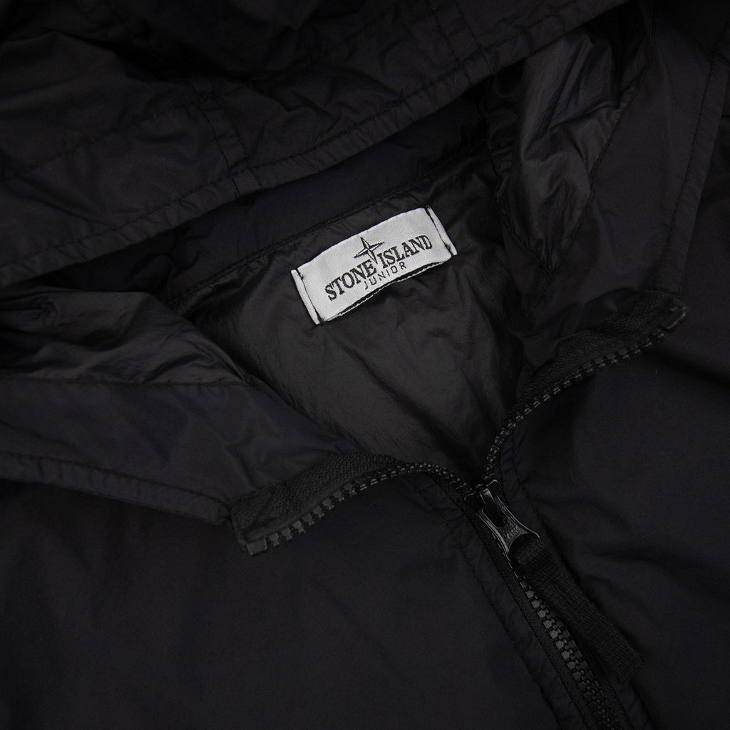 Stone Island Junior 40532 Stretch Nylon Garment Dyed Overshirt Black V0029