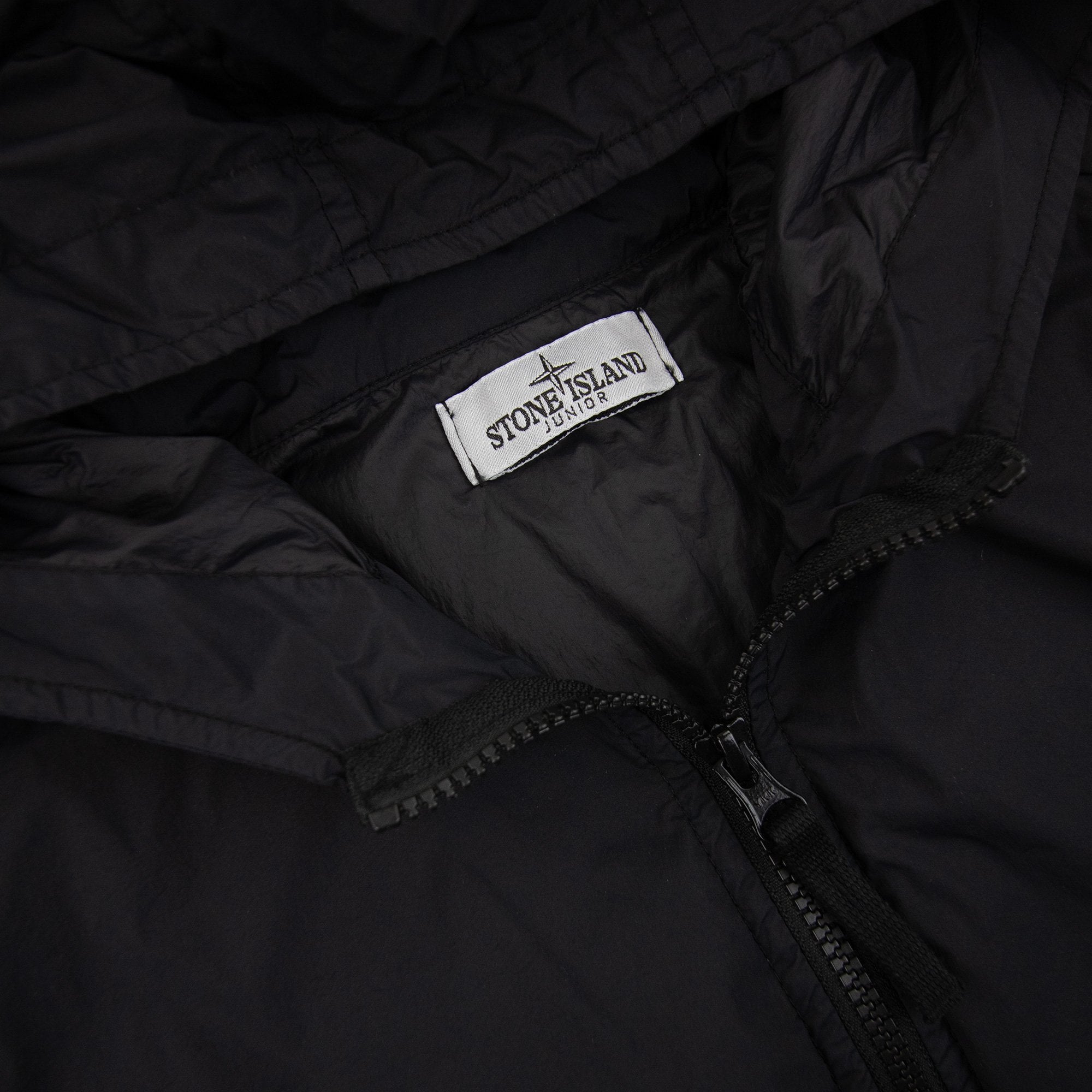 Stone Island Junior 40532 Stretch Nylon Garment Dyed Overshirt Black V0029
