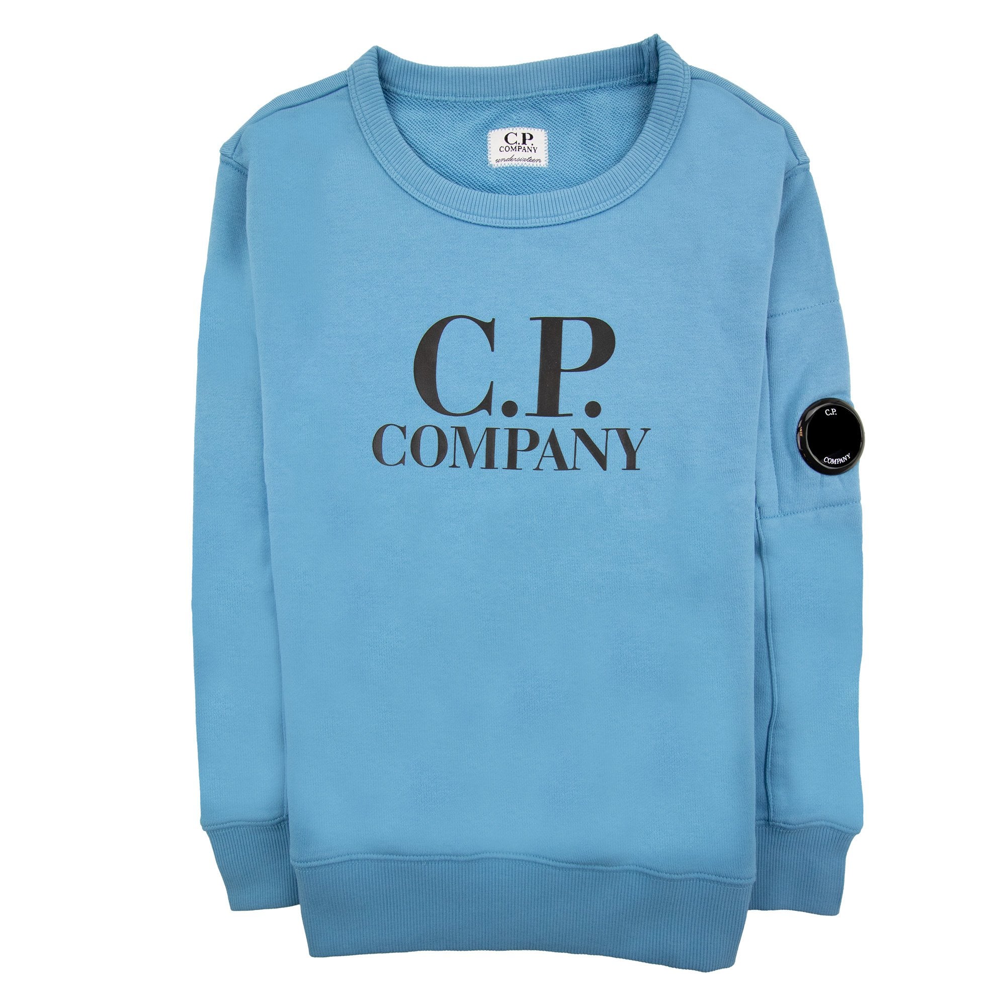 Cp Company Undersixteen Basic Lens Crewneck Sweatshirt Niagara Blue 853