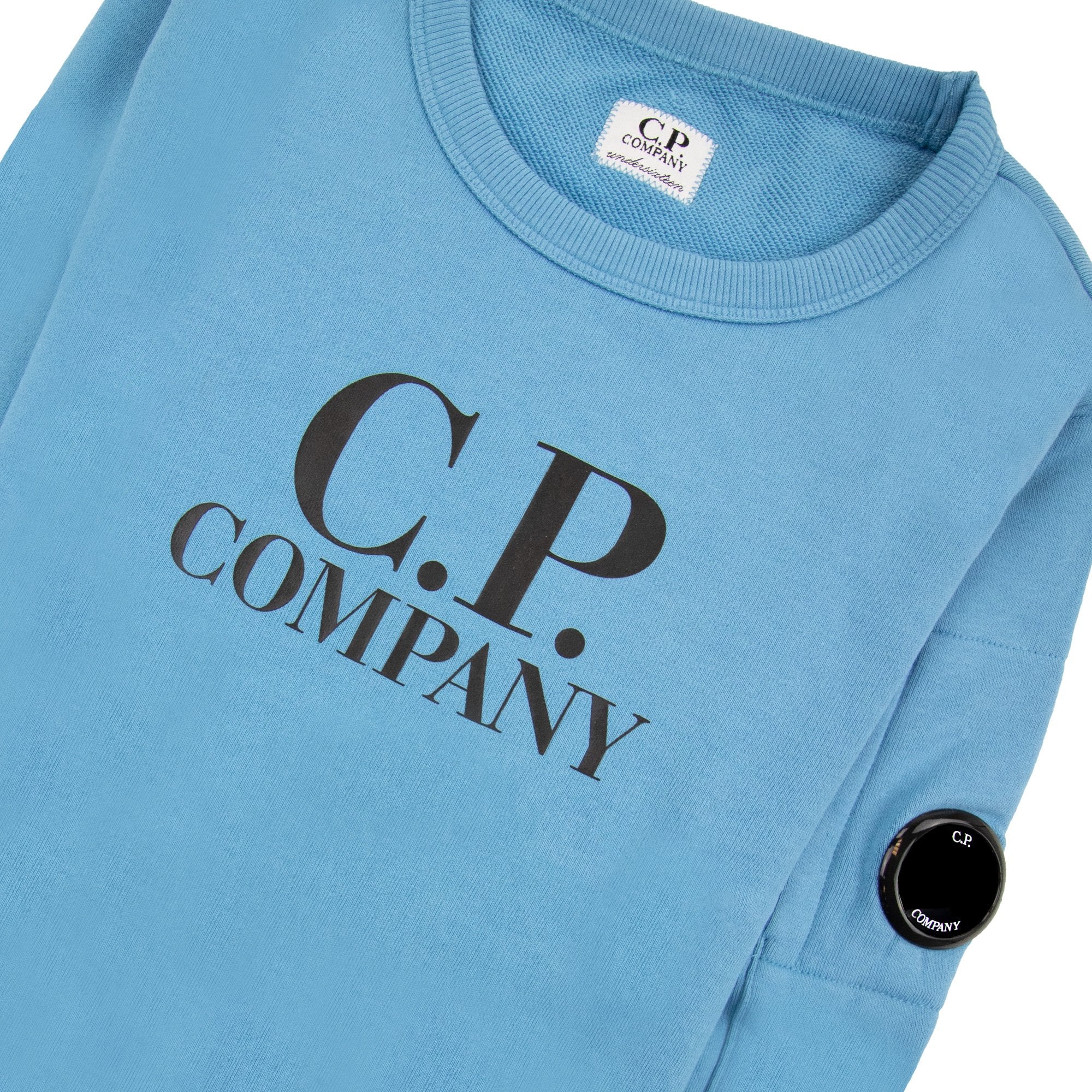 Cp Company Undersixteen Basic Lens Crewneck Sweatshirt Niagara Blue 853