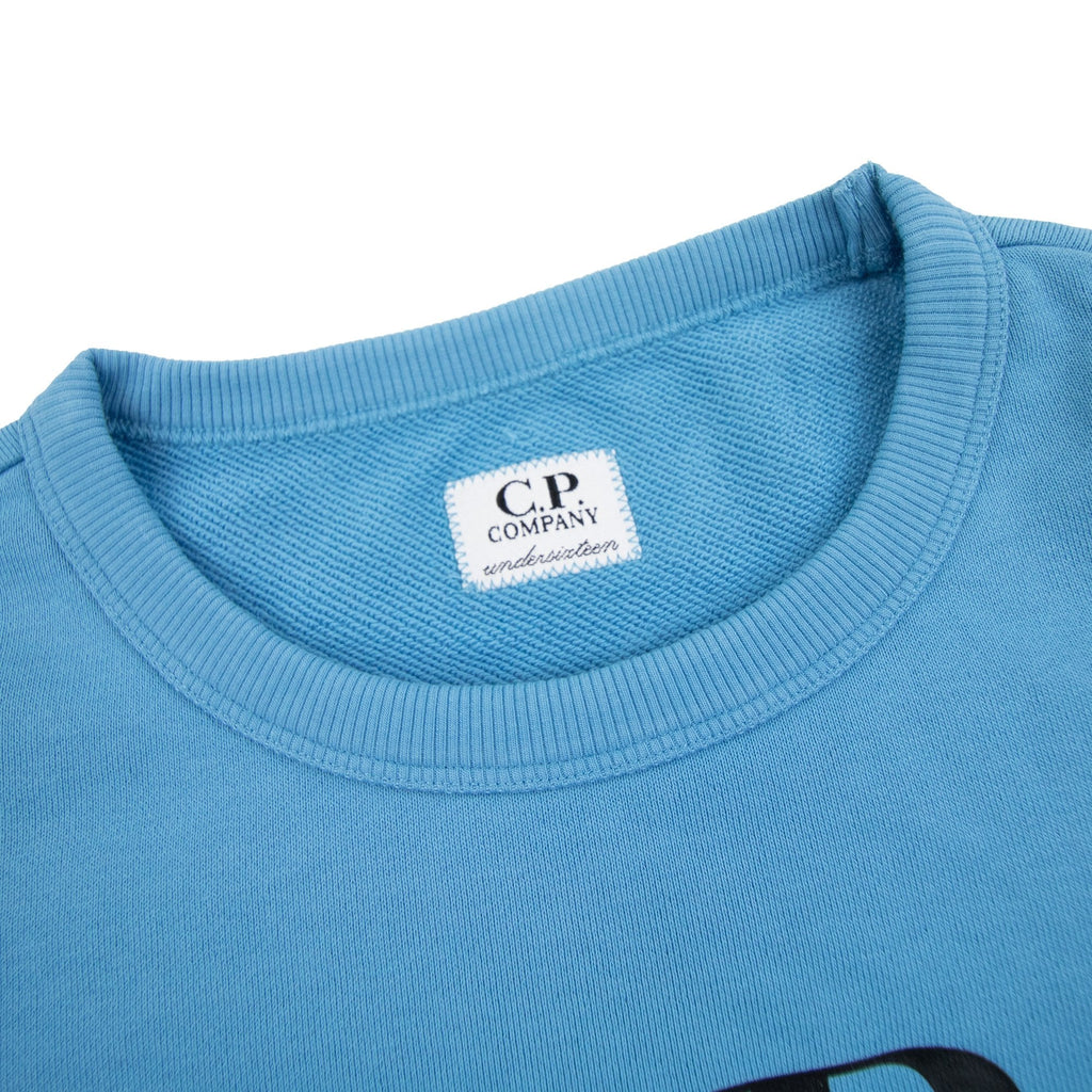 Cp Company Undersixteen Basic Lens Crewneck Sweatshirt Niagara Blue 853