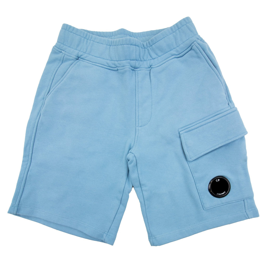 Cp Company Undersixteen Grey Lens Logo Bermuda Shorts Niagara Blue 853