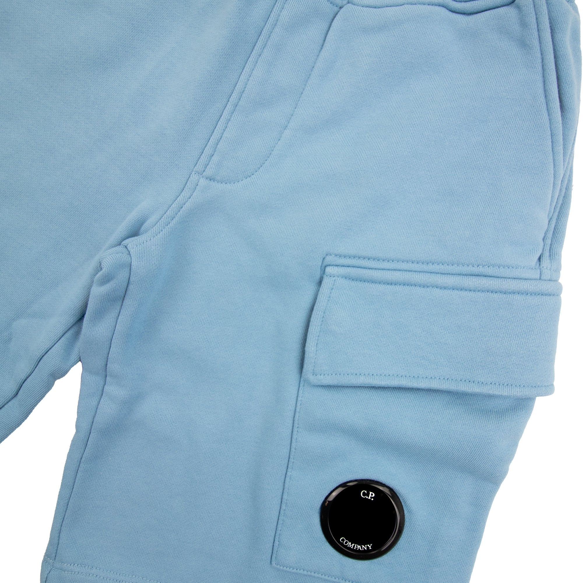 Cp Company Undersixteen Grey Lens Logo Bermuda Shorts Niagara Blue 853