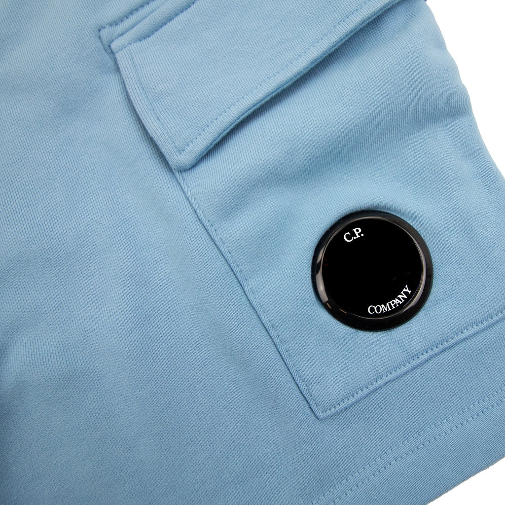 Cp Company Undersixteen Grey Lens Logo Bermuda Shorts Niagara Blue 853