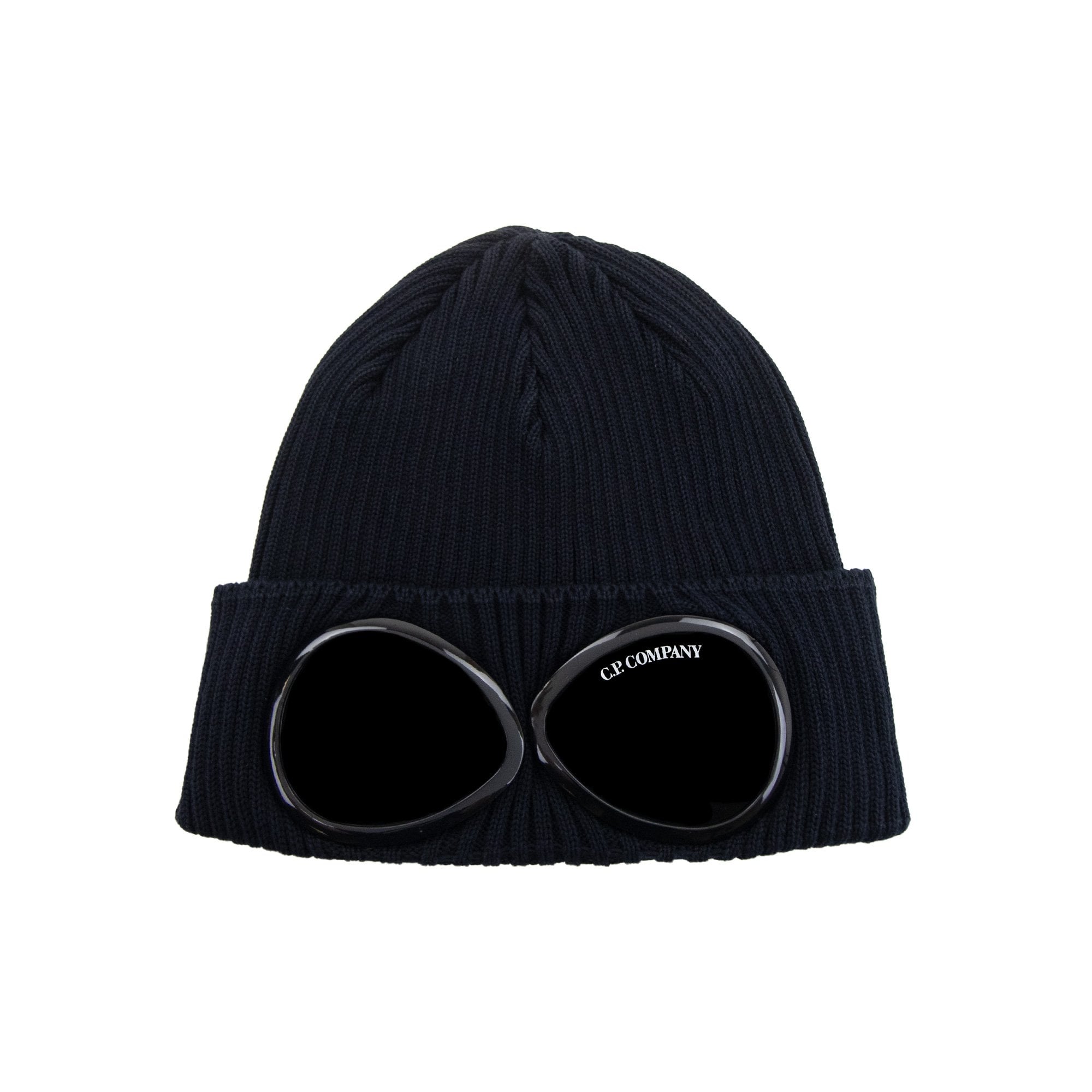 Cp Company Undersixteen Goggle Ribbed Knit Beanie Navy 41150