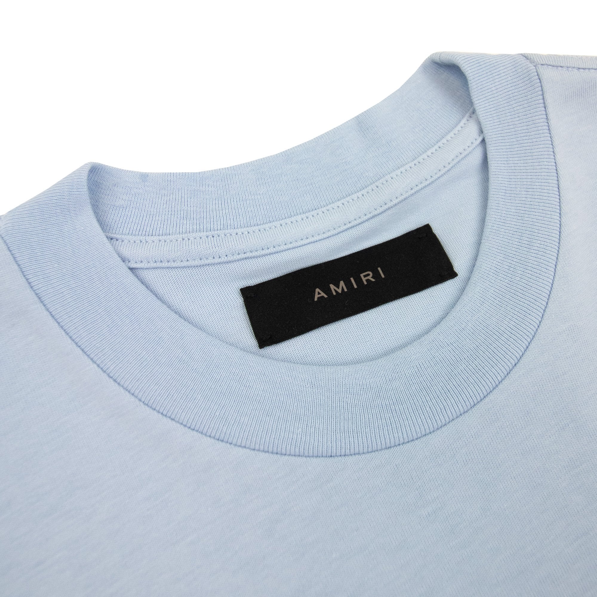 Amiri Staggered Logo T Shirt Cerulean