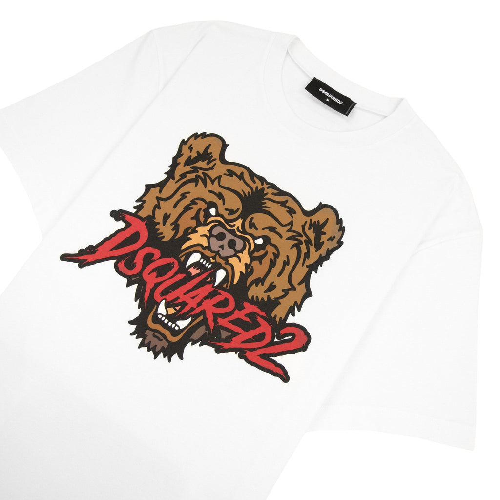Dsquared2 Bear Logo Cool Fit T Shirt White 100