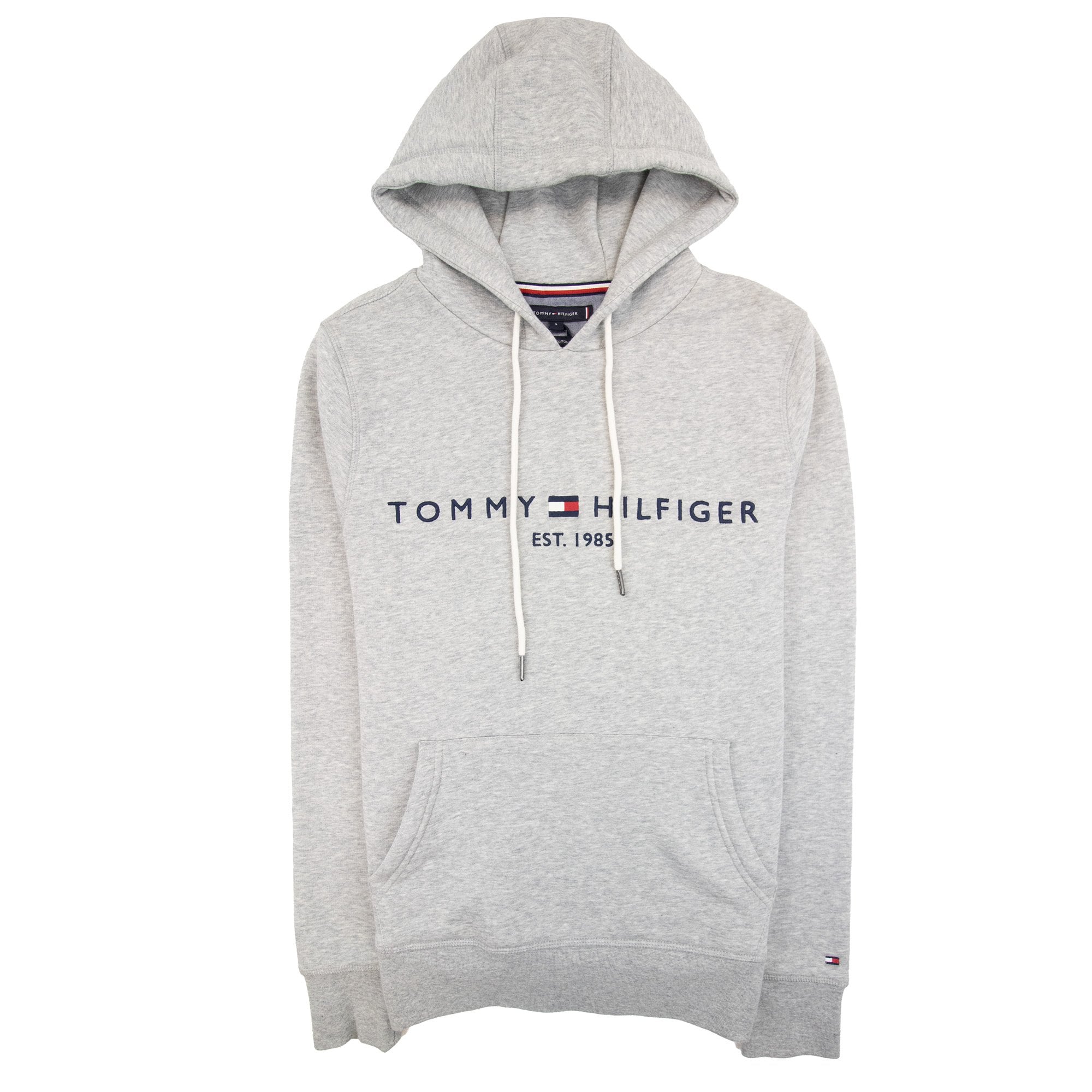 Tommy Hilfiger Drawstring Embroidery Logo Hoody Light Grey