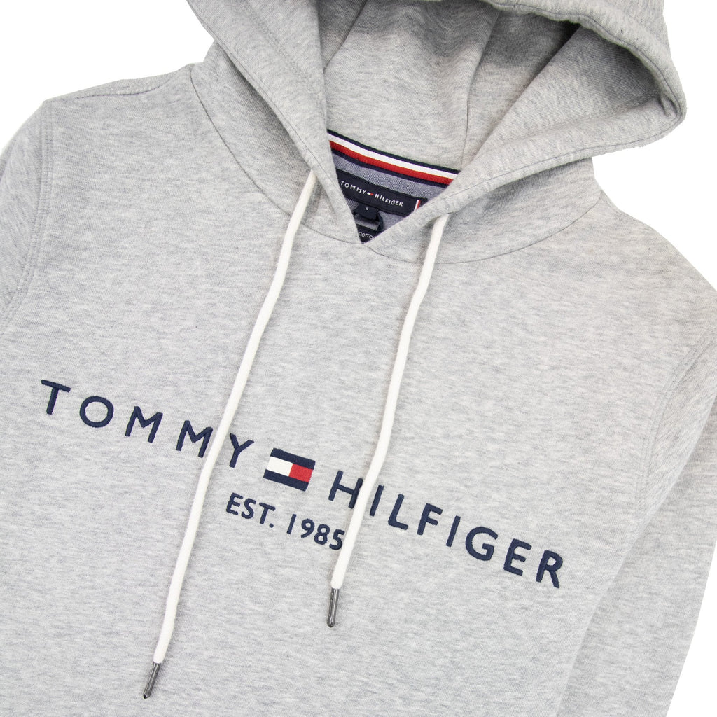 Tommy Hilfiger Drawstring Embroidery Logo Hoody Light Grey