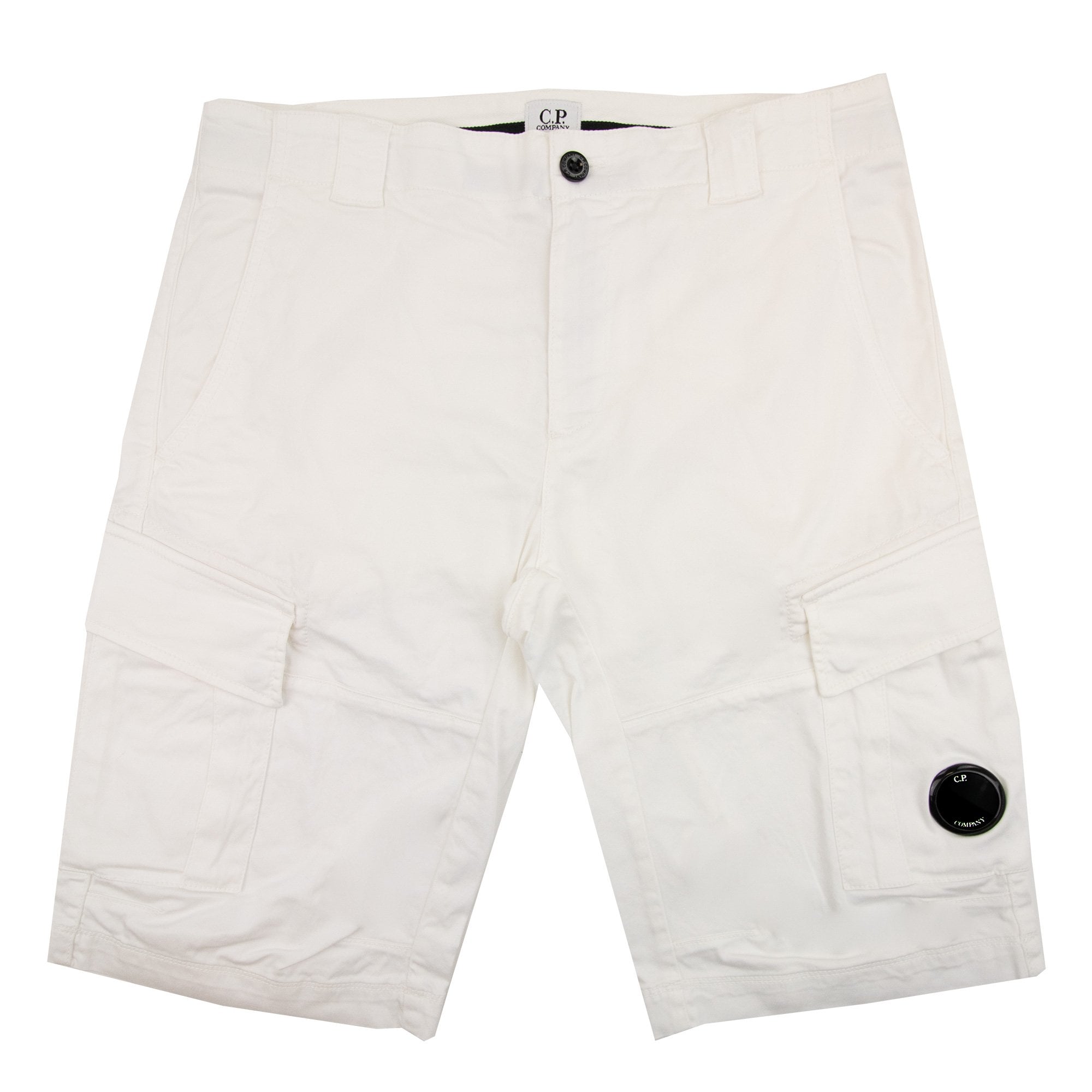Cp Company Bermuda Cargo Stretch Gabardine Shorts White 103