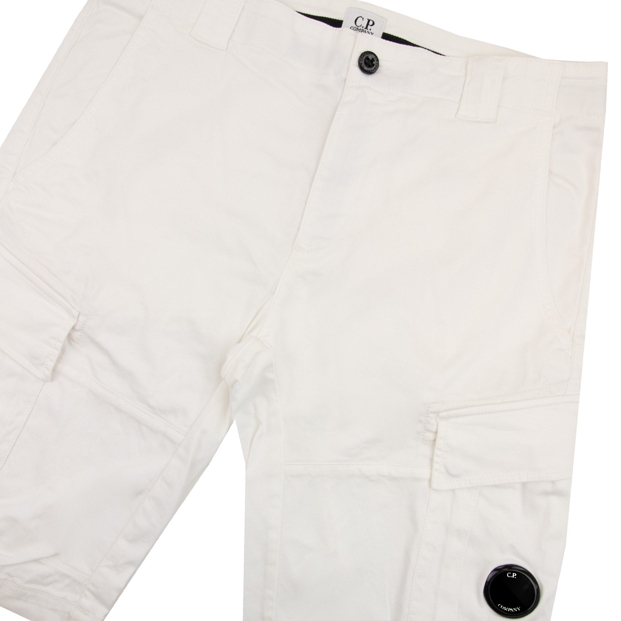 Cp Company Bermuda Cargo Stretch Gabardine Shorts White 103