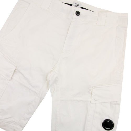 Cp Company Bermuda Cargo Stretch Gabardine Shorts White 103