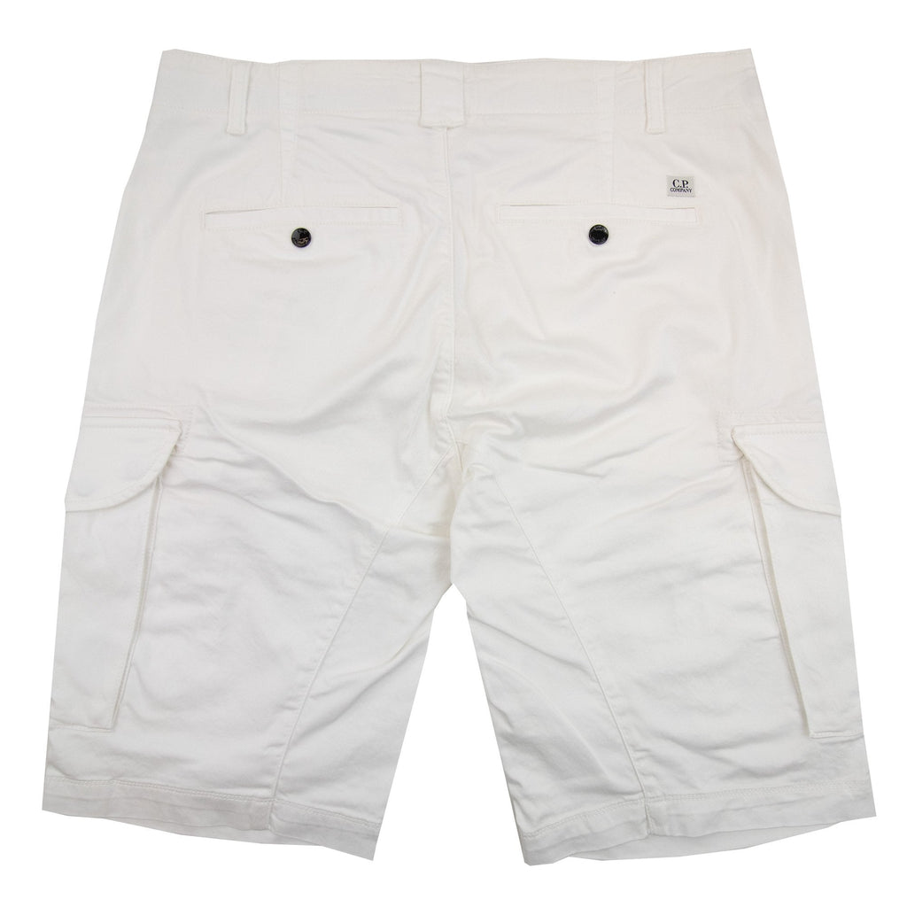 Cp Company Bermuda Cargo Stretch Gabardine Shorts White 103