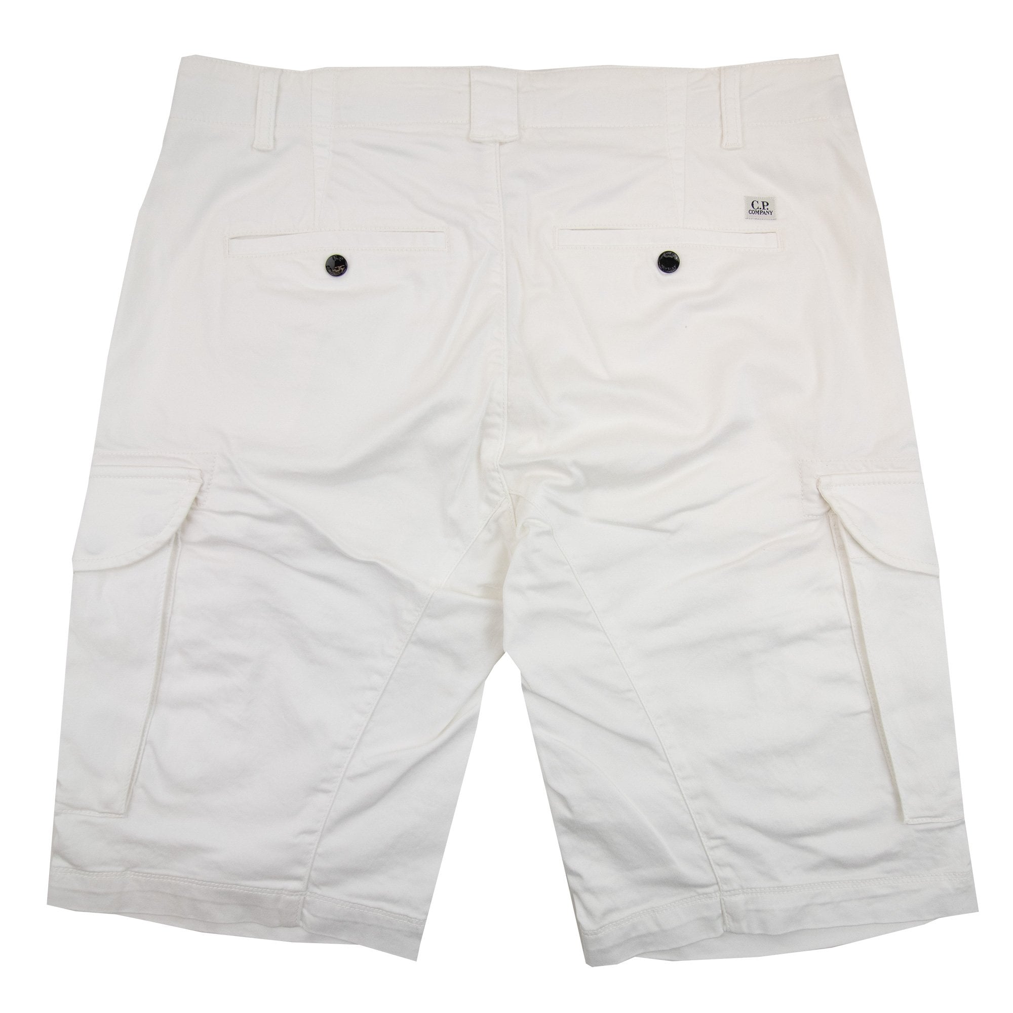 Cp Company Bermuda Cargo Stretch Gabardine Shorts White 103
