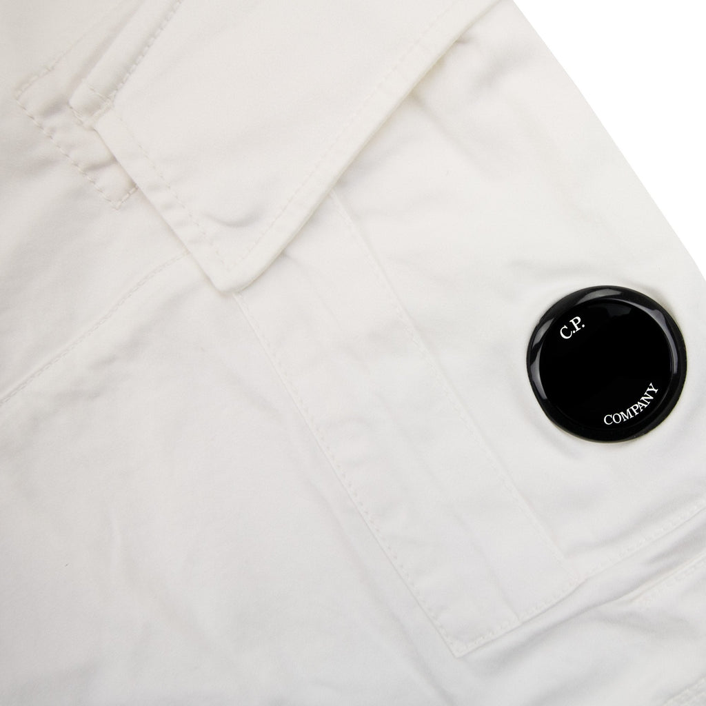 Cp Company Bermuda Cargo Stretch Gabardine Shorts White 103