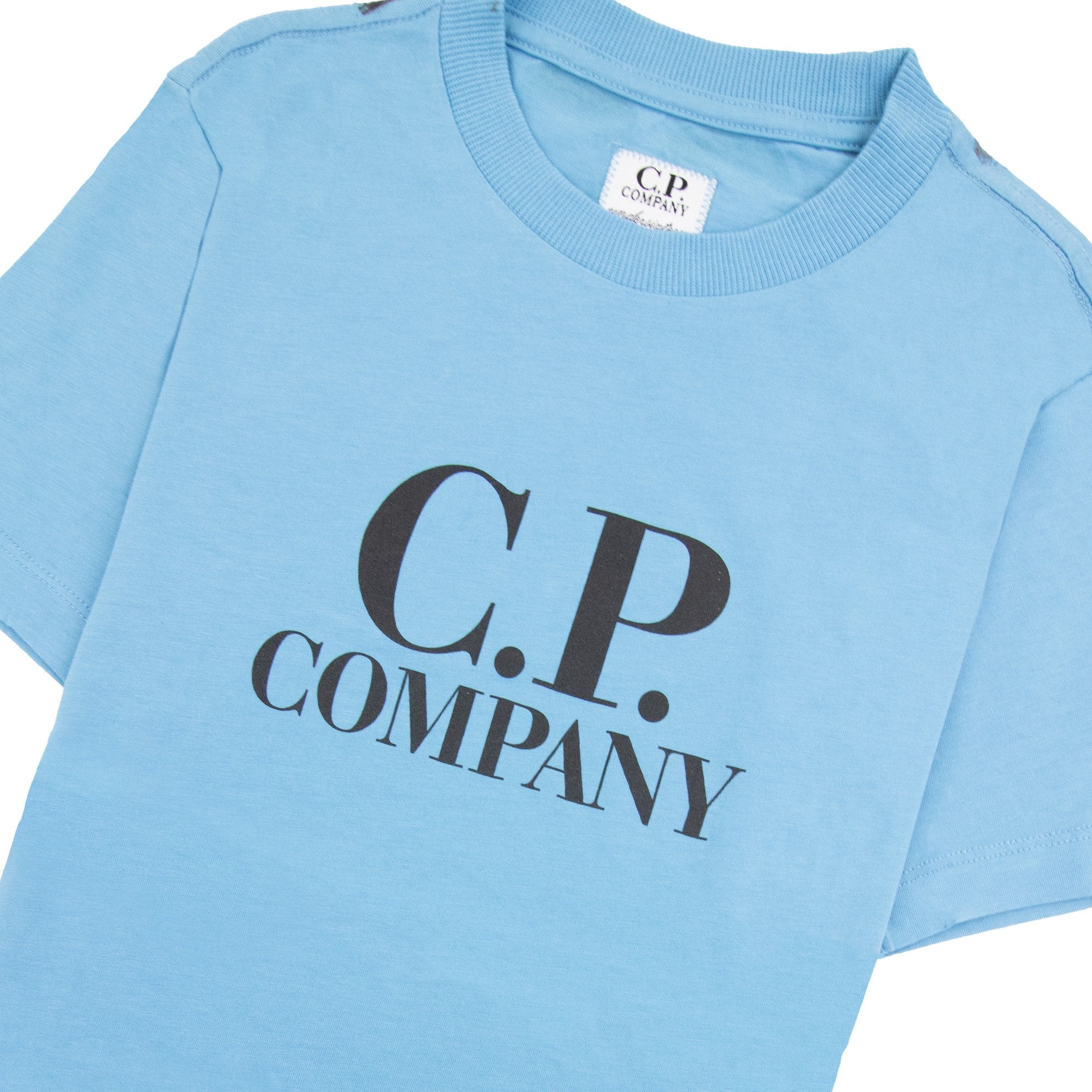 Cp Company Undersixteen Chest Logo Back Goggle T-shirt Niagara Blue 853