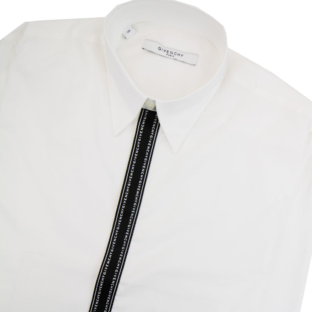 Givenchy Branded Placket Point Collar Shirt White 100