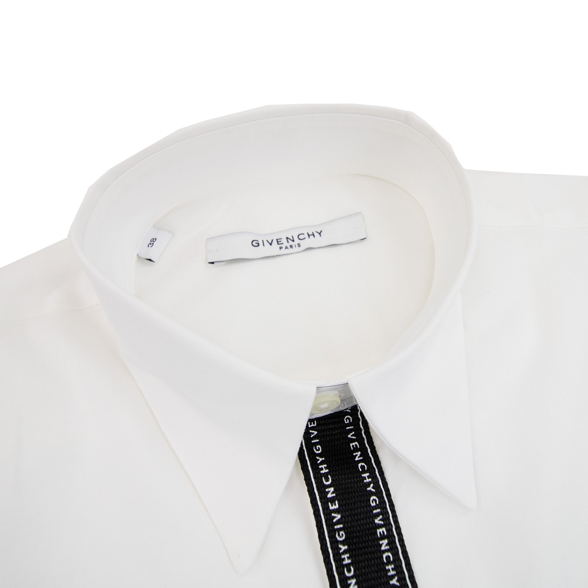 Givenchy Branded Placket Point Collar Shirt White 100